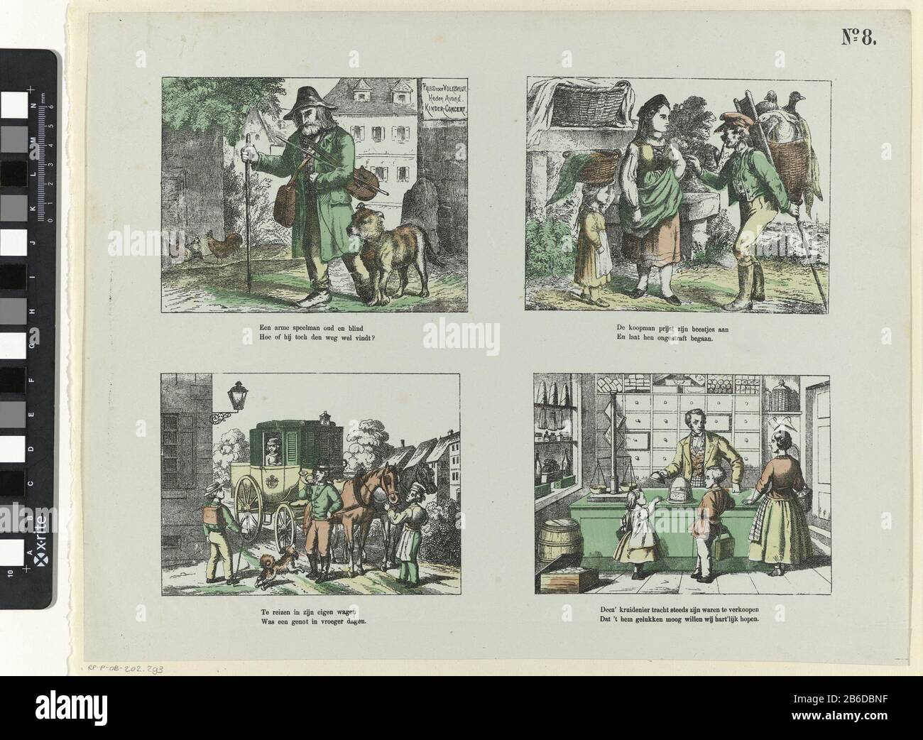 Berufe Meijers Drucke (Serientitel) Blad traf 4 voorstellingen van beroepen, Stockfoto