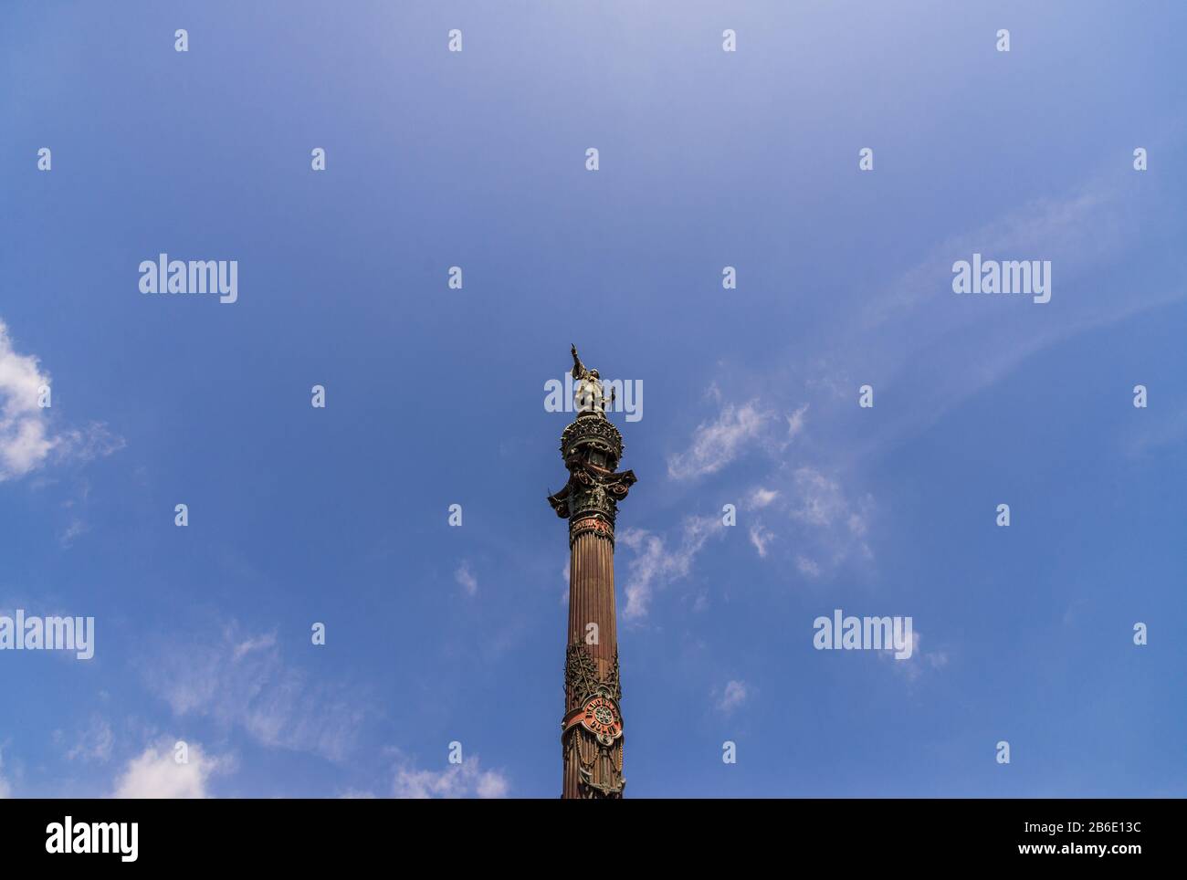 Denkmal für Kolumbus im Hafengebiet von Barcelona, Spanien. Stockfoto