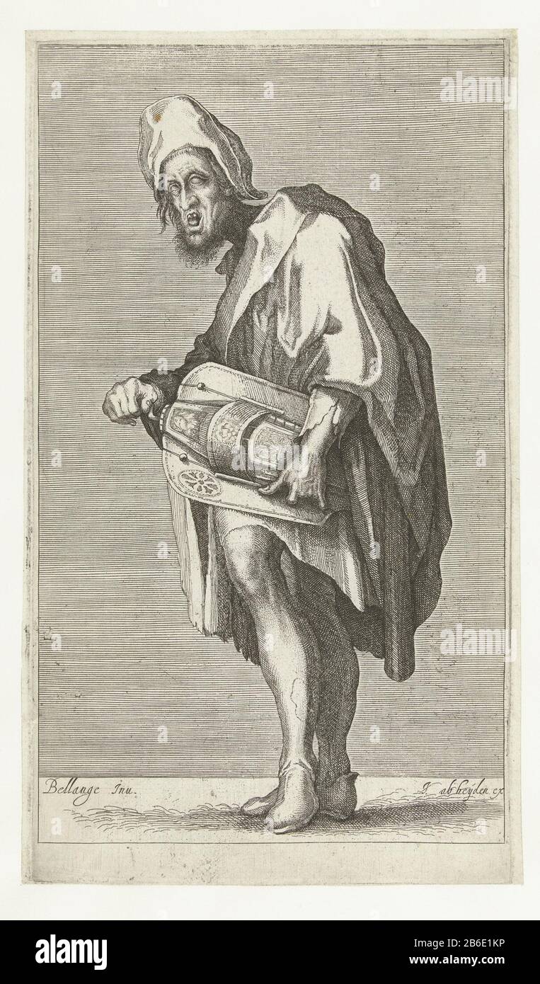 Blinder Draailierspeler EIN blinder Mann, der einen schleuderigen Gurdy spielt. Hersteller: Druckmaschine: Matthäus Merian (I) zu drucken von Jacques Bellange (denkmalgeschütztes Gebäude) Herausgeber: Jacob van der Heyden (denkmalgeschütztes Eigentum) Ort Herstellung: Druckmaschine: Deutschland Herausgeber: Strasbourg Datum: 1606 - 1650 Physikalische Merkmale: Ätzmaterial: Papiertechnik: Ätzmaße: Plattenkante: H 308 mm × W 174 mm Betreff: Schlurriger Spieler blind, Blindheit Stockfoto