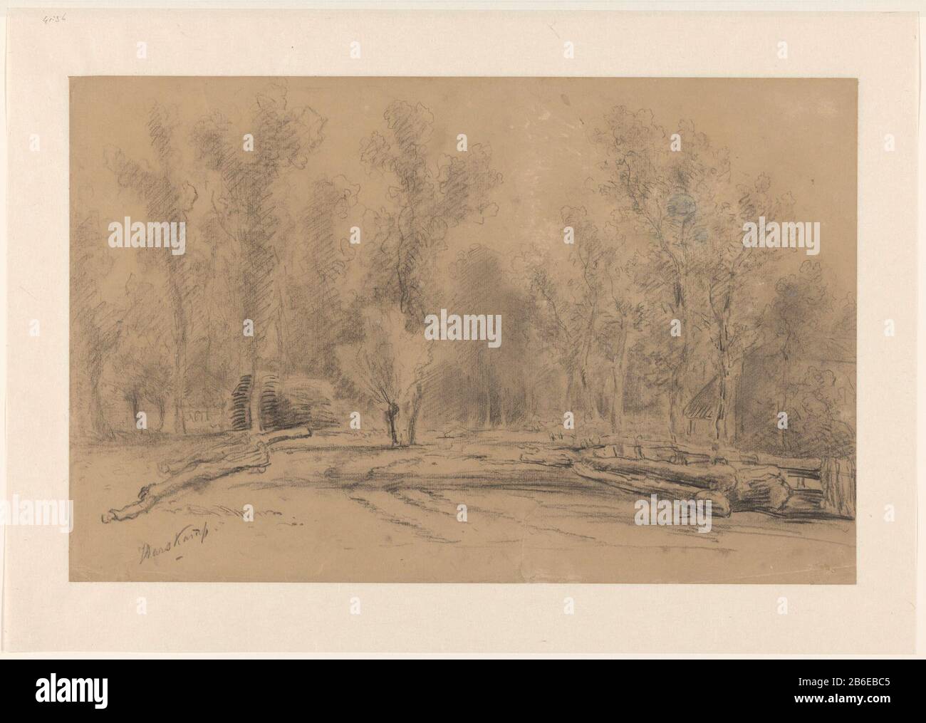 Bauernhaus in Wald mit hohen Bäumen in Harskamp, ​​RP-T-1941-36 Bauernhof in Wald mit hohen Bäumen in Harskamp Immobilien Typ: Zeichnung Objektnummer: RP-T 1941-36 Hersteller: Künstler Piet Meiners Datum: Von 1867 bis 1903 Physische Merkmale: Schwarze Kreide auf braunem Papier Material: Papierkreidemaße: H 318 mm b × 494 mm Betreff: Wald, Holznamen von Städten und Dorf: Harskamp Stockfoto