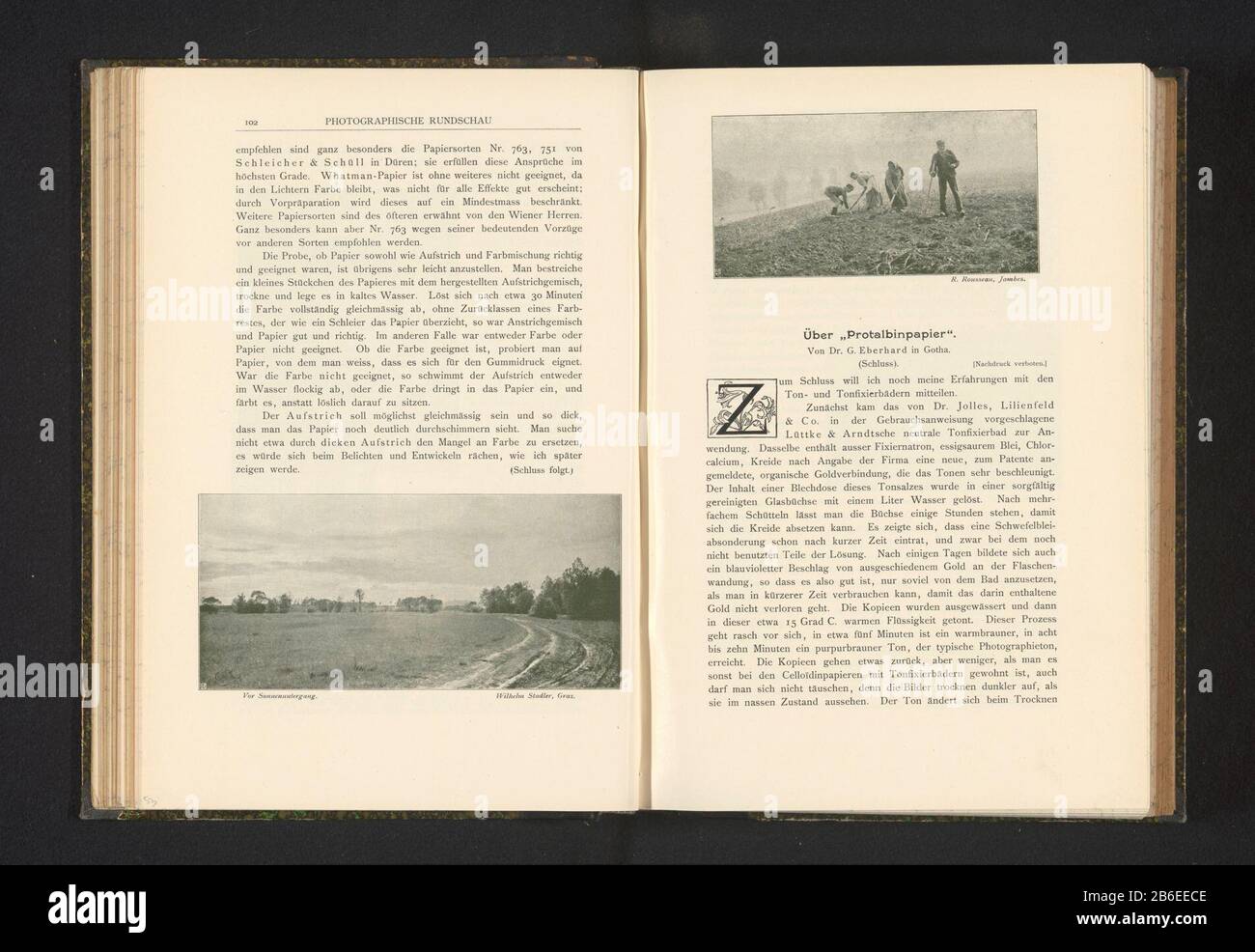 Bauern pflegen die Landbauernschaft den Grundstückstyp: Fotomechanische Druckseite Artikelnummer: RP-F 2001-7-968-1-54 Hersteller: Fotograf: R. Rousseau (denkmalgeschütztes Gebäude) Klischeehersteller: Anonymous Datum: C.R., - in oder 1898 Material: Papiertechnik: Autotypie Abmessungen: Druck: H 55 mm × tingW 110 mmToelichPrent Seite 103. Betrifft: Farmerscultivation  Landwirtschaft Stockfoto