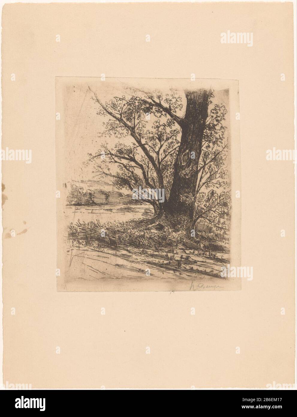 Baum auf einem Pfad RP-P-1936-876 Baum auf einem Block Objekttyp: Abbildung Artikelnummer: RP-P-1936-876 Aufschriften / Marken: Sammlermarke, Verso, gestempelt: Lugt 2228 Sammlermarke, Verso, gestempelt: Lugt 2760 Hersteller: Druckmaschine Nelly Bunge (persönlich signiert) Datum von 158-1936 Physische Merkmale: Ätzplatte und tonbraunes Material: Papiertechnik: Ätzung / Tonplattengröße: Plattenkante: H 208 mm × W 178 mm Betreff: Straße, Wegebaum und Stockfoto