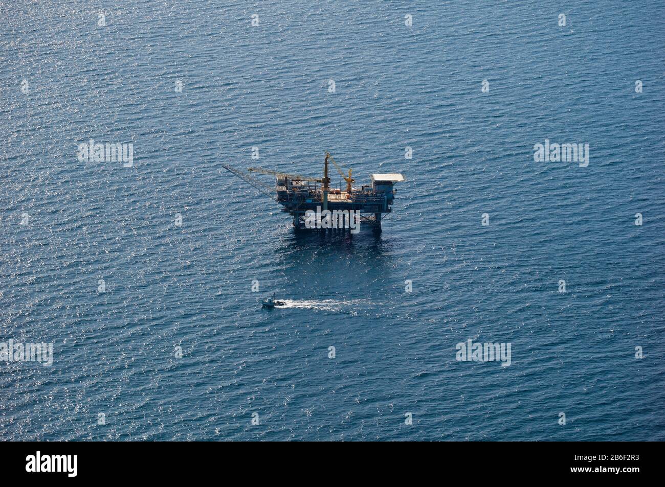 Luftbild der Ölplattform im Pazifischen Ozean, Ventura County, Kalifornien, USA Stockfoto