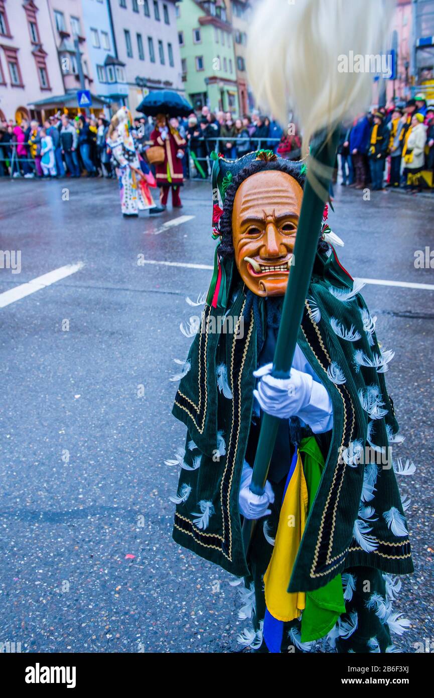 Teilnehmer am Rottweil Karneval in Rottweil Stockfoto