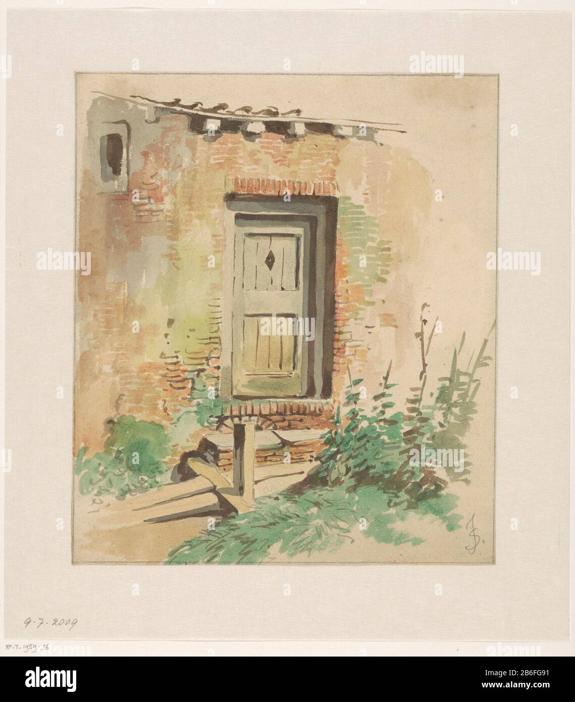 Außentür zu einem Bauernhaus Außentür zu einem Bauernhaus Objektart: Zeichnung Aquarell Artikelnummer: RP-T 1959-36 Hersteller: Künstler: Jan Strieing dating: 187-1903 Physikalische Merkmale: Bleistift, Pinsel in Farben in Aquarellmaterialien: Bleistift Aquarelltechnik: Pinselmaße: H 252 mm × W 219 mm Stockfoto