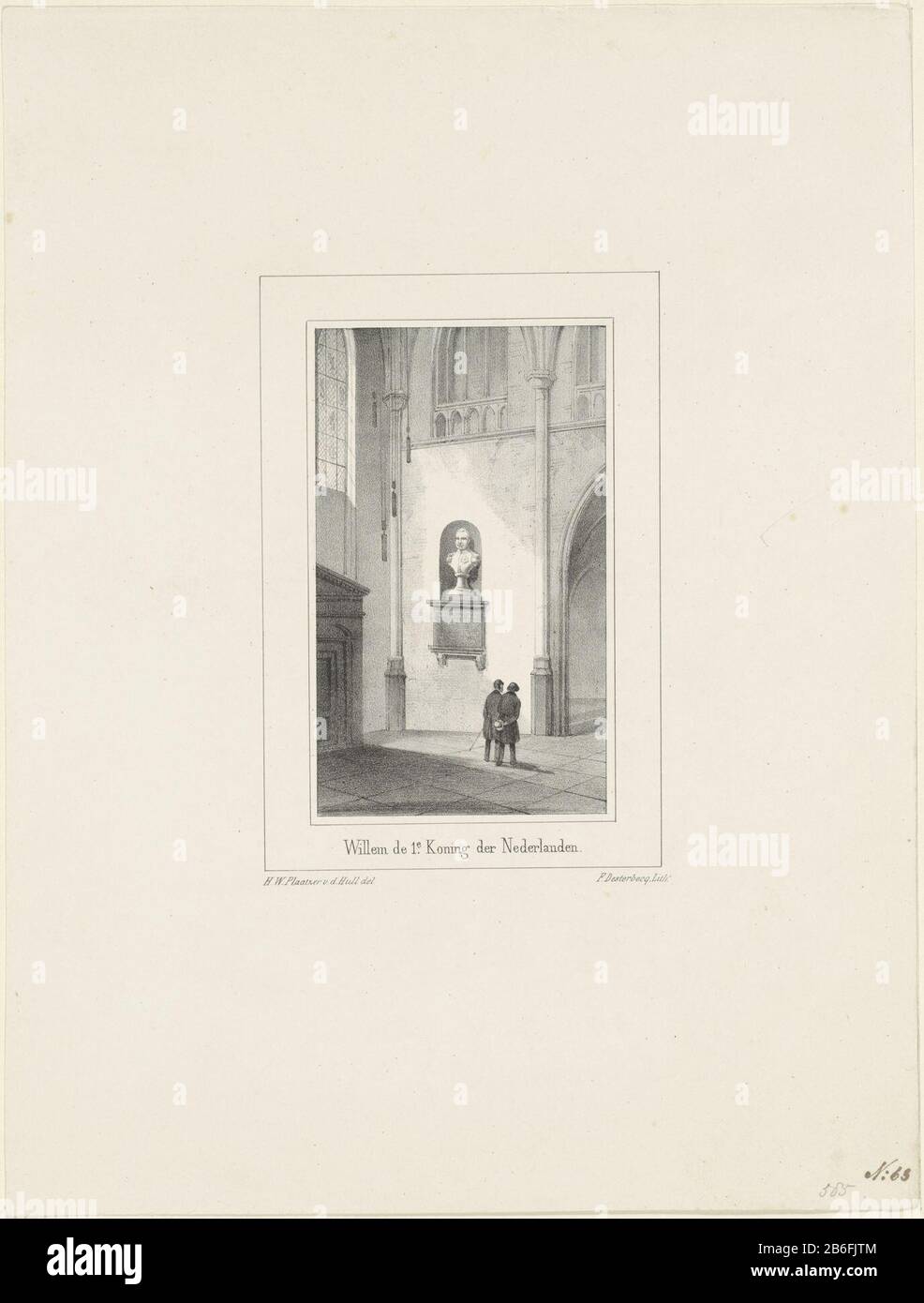 Büste von Friedrich Wilhelm I., König der Niederlande, in der St.-Bavo-Kirche in Haarlem Büste von William I. Friedrich Charles Joseph François Sigault in St.-Bavokerk Haarlem. In der Kirche laufen zwei Figuren. In einem Kontext sein Name und sein Titel. Hersteller: Druckmaschine: Hubert Plaatzer Willem van den Hull (denkmalgeschütztes Gebäude), entworfen von Hubert Plaatzer Willem van den Hull (denkmalgeschütztes Gebäude) zur Ansicht: Charles Joseph François Sigaultdrukker: François DESTERBECQ ( auf Objekt angegeben) Ort Herstellung: Niederlande Datum: 1825-1896 Physikalische Eigenschaften: Material der Lithographie: Papiertechnik: Lit Stockfoto