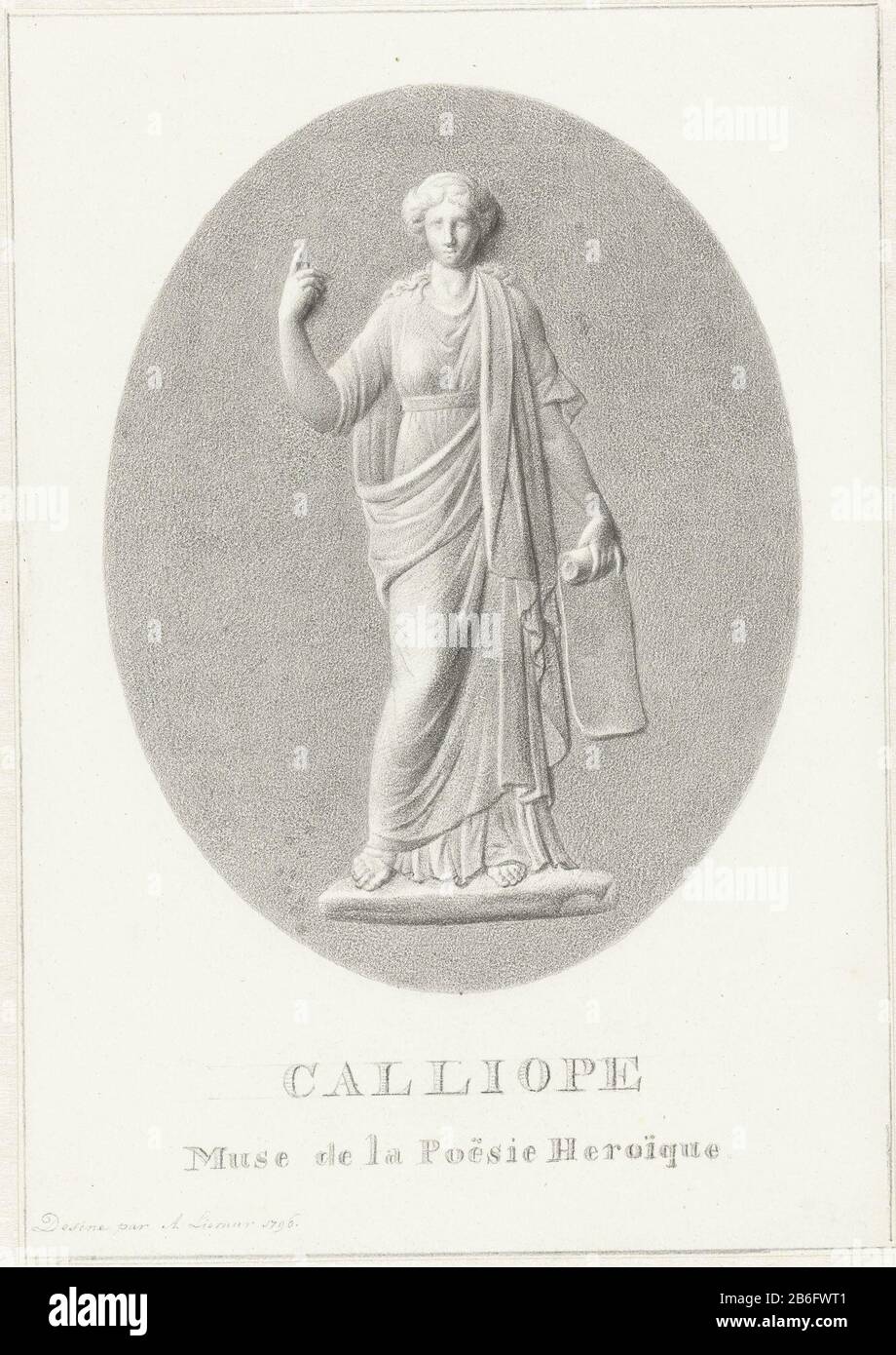 Calliope Calliope, Muse of Epos. Hersteller : Künstler: Alexander Liernur dating: 1796 Physikalische Merkmale: Bleistift-Material: Bleistift-Papier Abmessungen: H 241 mm × W 169 mm Betreff: Calliope (eine der Musen); "Calliope" (Ripa) Stockfoto