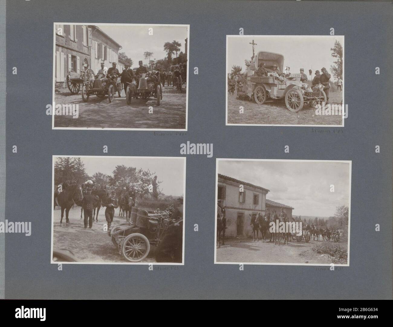 Kavalleristen mit Karren in einem Haus in Frankreich Teil von Bildern einer militärischen Übung in Südwestfrankreich im Jahr 1902. Hersteller : Fotograf: Anonymer Ort Herstellung: Frankreich Datum: 1902 Physische Eigenschaften: Leichte Papiermedien: Papier-Papiertechnik: Helles Papier Druck-Abmessungen: Foto: H 92 mm × W 119 mm Betreff: Landstreitkräfte (+ Kavalleristen, Reiter) (Bauernhof) Wagen, Güterwagen, Wagen wo Frankreich Stockfoto