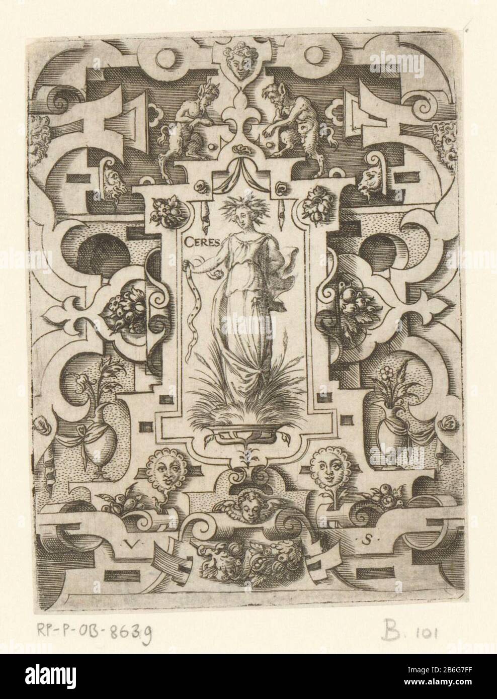 Ceres in einem Bildlaufarbeitsrahmen Mythologische Frauen (Serientitel) Ceres in einem Bildlaufwerk omlijstingMythologische Frauen (Serientitel) Immobilientyp: Picture Item Number: RP-P-ob-8639Catalogusreferentie: Hollstein Deutsch 243-1 (2) Markierungen / Marken: Sammlermarke, Verso, gestempelt: Lugt 223-1, Druckfarbe: 28, Druckfarbe: Hersteller: "Handmaschine" Virgil Solis (auf dem Objekt angegeben) Herstellung: Nürnberg Datum: 1524 - 1562 Material: Papiertechnik: Engra (Druckverfahren) / Äch- / Plattentonmessungen: Plattenkante: H 111 mm × W 84 mmToelichtingMaakt Teil einer Serie von Stockfoto