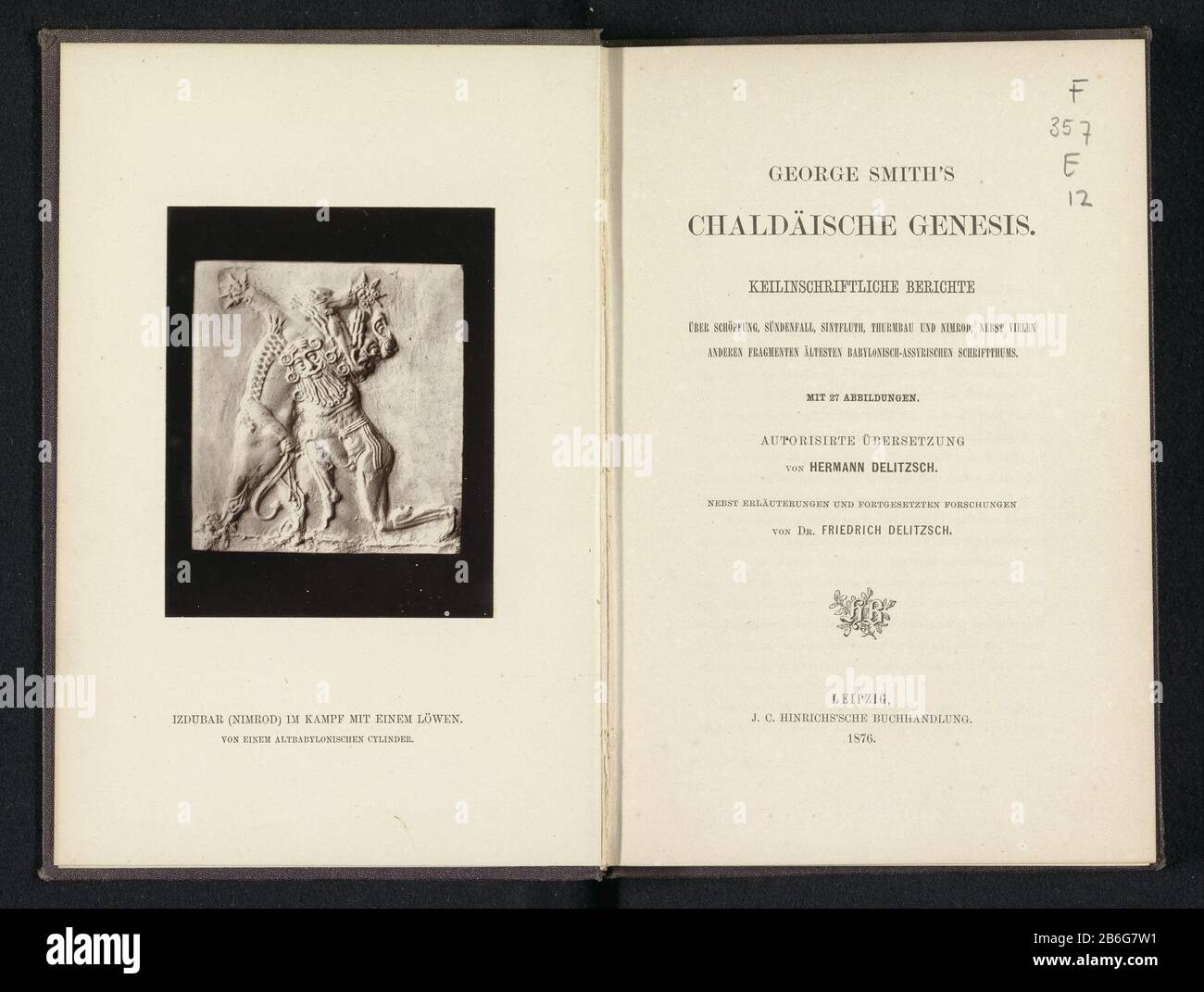 Chaldäische Genesis (Titelobjekt) Objekttyp: Objektnummernbuch: RP-F-2001-7-863Vervaardiging dating: Material: Leinenkartonpapier Technik: Druck / Holzschnitt / Holzbildhauerabmessungen: H 232 mm × W 155 mm × d 21 mm Stockfoto