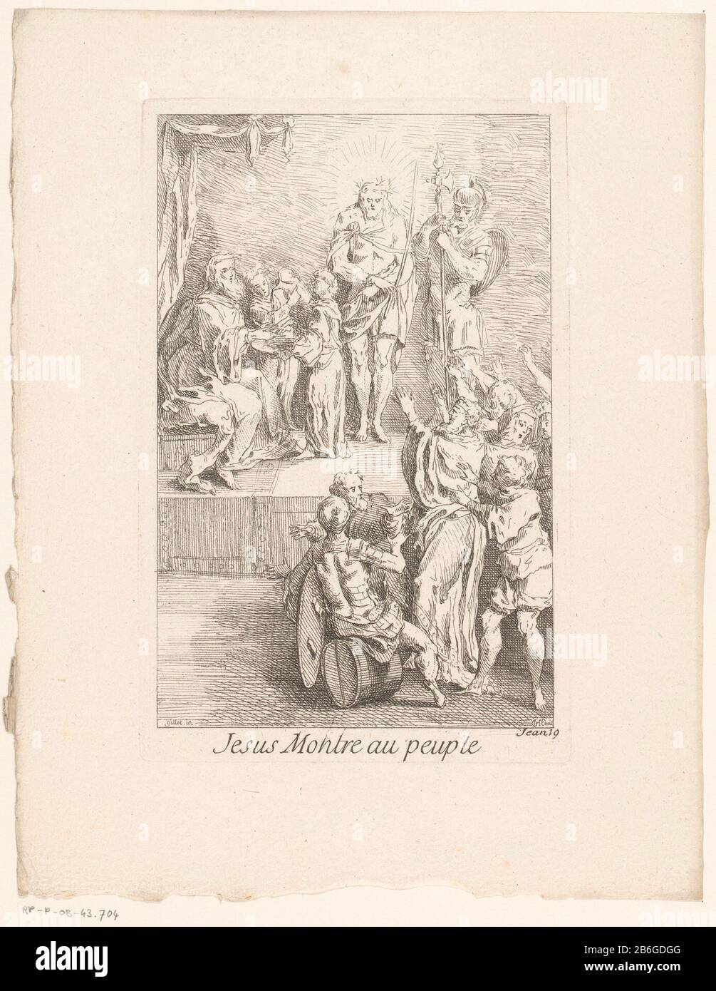 Jesus Christus den dargestellten Menschen Montre au peuple (Titelobjekt) Leben und Passion Christi (Serientitel) La Vie de Jesus NS C (Serientitel) Christus den Menschen zeigte jesus Montre au peuple (Titelobjekt) Leben und Passion Christi (Serientitel) La Vie de N.S. Jesus C. (Serientitel) Objekttyp: Bild Artikelnummer: RP-P-ob-43.704Katalogisreferentie: IFF 18e siècle 745 Aufschriften / Marken: Sammlermarke, Verso, gestempelt: Lugt 2228 Hersteller: Druckerhersteller Gabriel Huquier (denkmalgeschütztes Gebäude) Druckerhersteller Jacques Gabriel Huquier (möglich) zur Gestaltung: Claude Gillot (Gebäude unter Denkmalschutz) Stockfoto