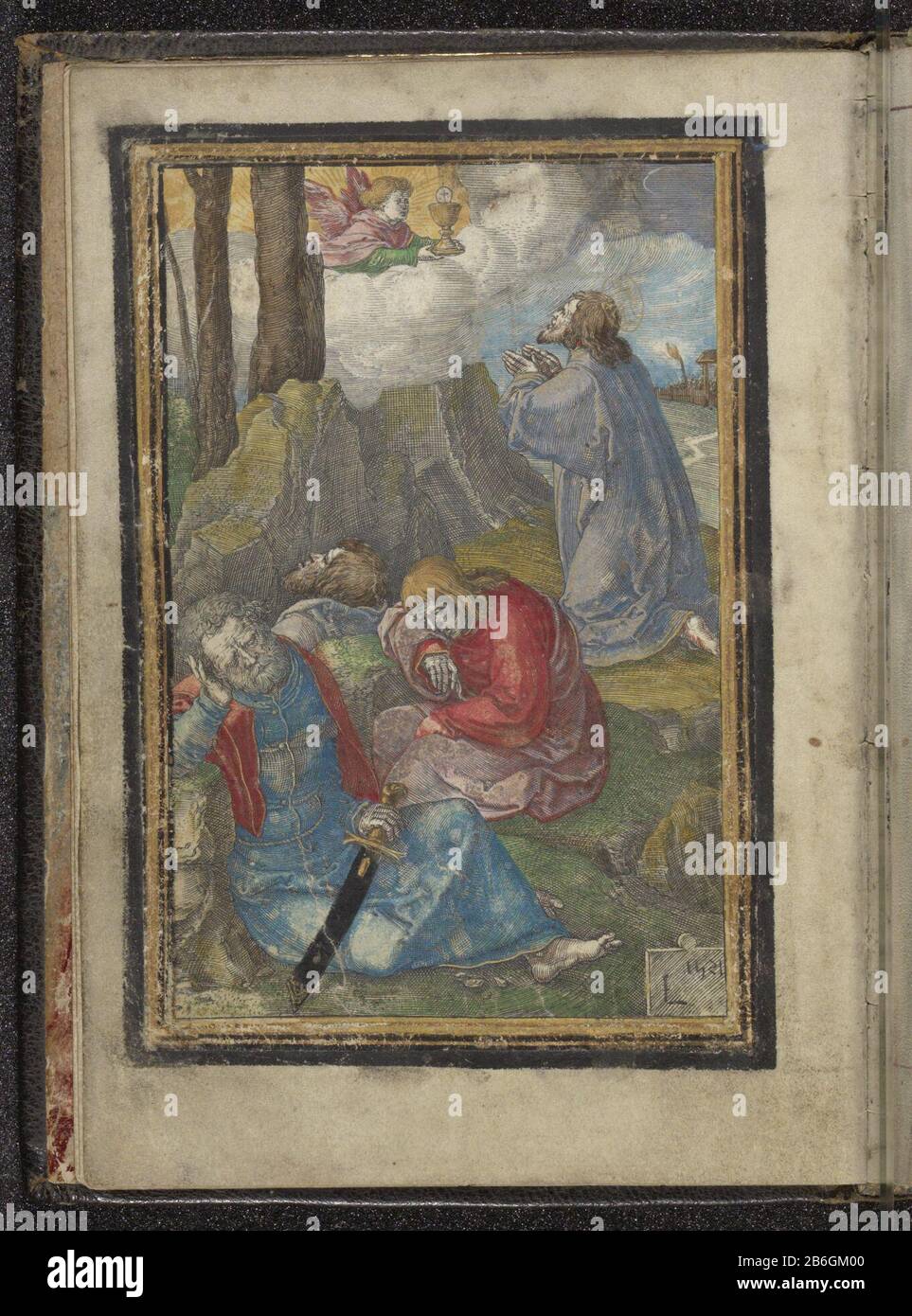 Christus im Garten der Gethsemane-Passion Christi (serietitel) Christus im Garten der Gethsemane-Passion Christi (Serientitel) Objekttyp: Seite drucken Artikelnummer: RP-P-2011-115-1katalogusreferentie: New Hollstein Dutch 44-1 (3) Beschreibung: Christus betet in Agonie im Garten von Gethsemane. Ein Engel wird ihm einen Kelch präsentieren. Peter, James und John stehen im Vordergrund, um zu schlafen. Dieser Druck ist Teil eines handschriftlichen Gebedenboeks. Hersteller: Druckmaschine: Lucas van Leyden (denkmalgeschütztes Gebäude) in seinem Entwurf: Lucas van Leyden Herstellung: Leiden Datum: 1521 Physische Merkmale: Engra Stockfoto