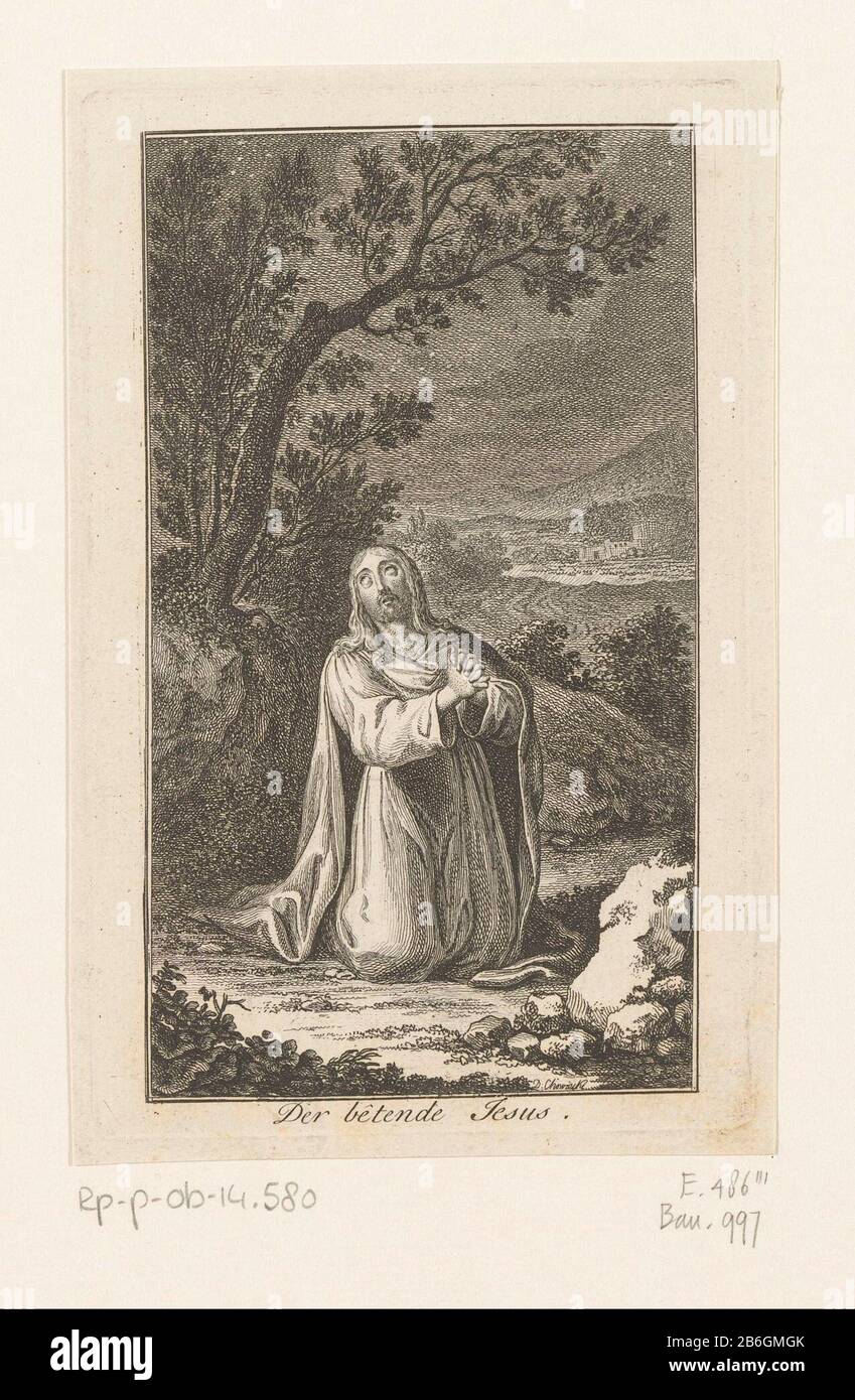 Christus vor Gericht Gethsemane Christus im Garten Gethsemane Objekttyp: Bild Artikelnummer: RP-P-ob-14.580Katalogusreferentie Bauer 997Engelmann 486-3 (3) Markierungen / Marken: Sammlermarke, Verso, gestempelt: Lugt 2228 Hersteller: Druckerhersteller Daniel Nikolaus Chodowie: IPlaats Herstellung von Platten: Abmessungen: Datum: Berlin: Abmessungen: Material: Abmessungen: H 150 mm × W 95 mmToelichtingPrent verwendet: Lavater, Johann Caspar. Jesus Christus, die Evangelien oder und die Apostelgeschichte in Gesängen. 4 Teile. Winterthurer S. N., 1720, Bd. 2. Betrifft: Das Gebet Christi im Garten von Ge Stockfoto