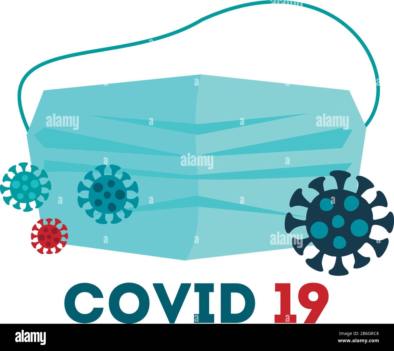 Coronavirus in China. Blaue Gesichtsmaske mit Neuartigen Coronavirus. 2019-nCoV. Gesundheitskonzept. Stock Vektor