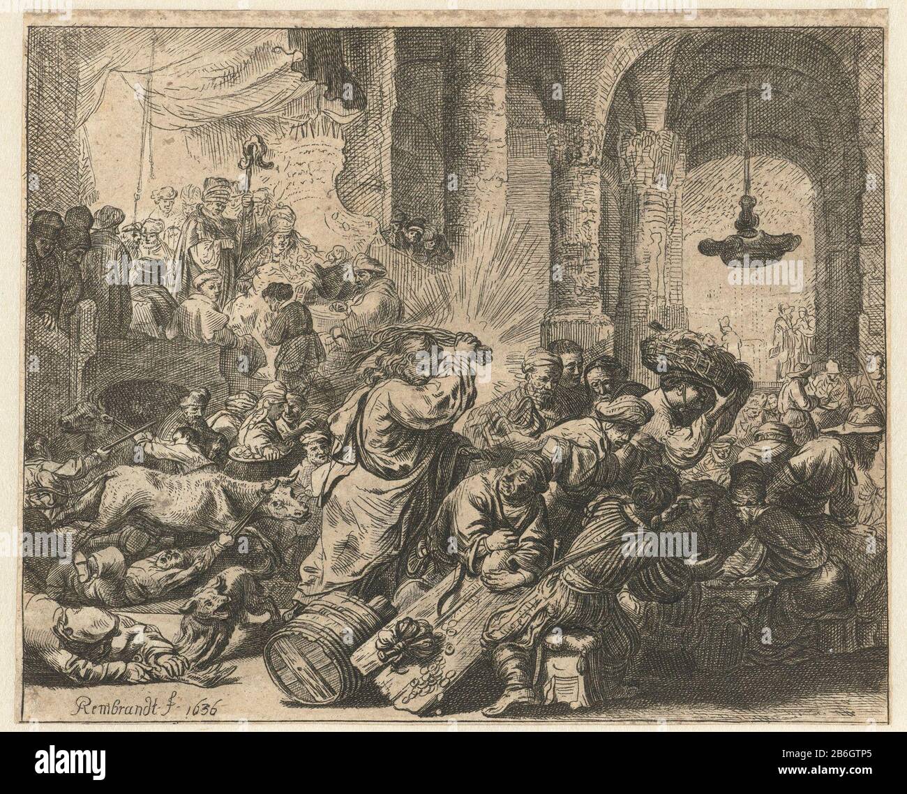 Christus verjagt die Geldwechsler aus dem Tempel Christus jagt die Moneychangers aus dem Tempelobjekttyp: Bild Artikelnummer: RP-P-1957-282Catalogusreferentie: New Hollstein Dutch and Flamen (Rembrandt-Text) 139-Kopie c 1 (Markierungen / Marken: Sammlermarke, Verso, gestempelt: Lugt 2228 Sammlermarke, also, gestempelt: Gestempelt: Lugt 2760 Sammlermarke, verso, gestempelt: Lugt 2871 Hersteller: Druckmaschine: Anonym zu drucken von Rembrandt van Rijn (denkmalgeschützter Bau) Herausgeber: Johann Georg Hertel (II) Datum: 1711 - 1800 Material: Papiertechnik: Ätzmaße: Blatt: H 134 mm (im geschnitten Stockfoto