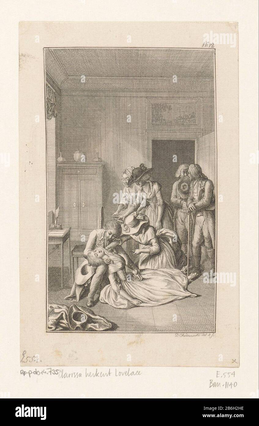 Clarissa erkennt Lovelace oben rechts nummeriert: Nr. 12. Hersteller : Druckerhersteller Daniel Nikolaus Chodowie: Cki (denkmalgeschütztes Gebäude) in seiner Gestaltung: Daniel Nikolaus Chodowiecki (denkmalgeschütztes Objekt) Ort Herstellung: Berlin Datum: 1704 Material: Papiertechnik: Ätzmaße: Blatt: H 162 mm (Innenkante geschnitten) b × 104 mm (abgetrennten Innenkante) Anmerkungen Druck verwendet für: Richardson, Samuel. Clarisse Harlowe, Traduction nouvelle et seule complete par (...). 14 Teile. Genf und Paris: Barde, 1785-87. Betrifft: Literatuurohnungen, Schwänze Stockfoto