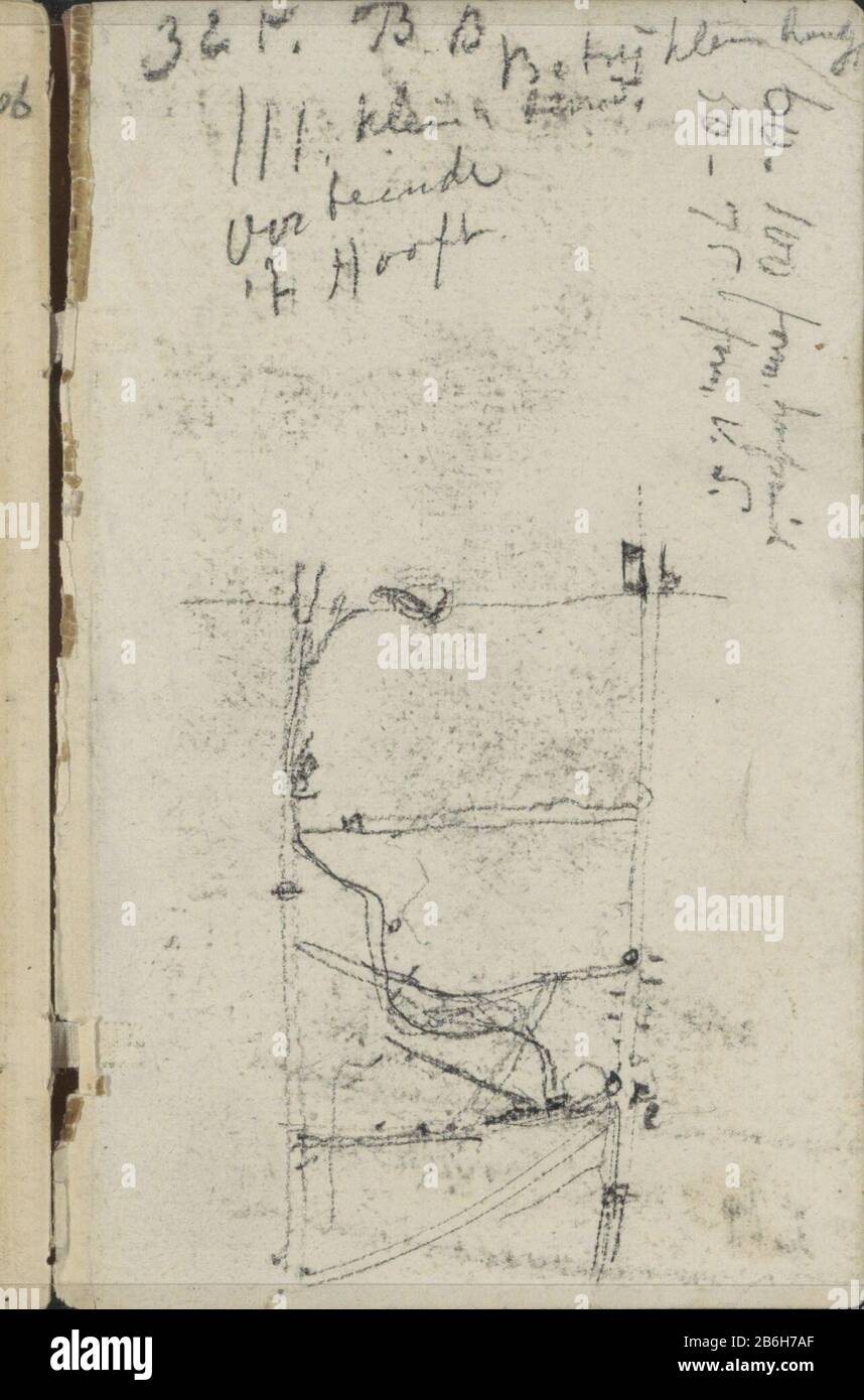 Compositiestudie Composition Study Objekttyp: Skizzenblatt Bract Artikelnummer: RP-T-1924-35-48 Aufschriften / Marken: Anmerkung, handschriftlich: '[...] / 't Hooft / [...]' Beschreibung: Seite 48 , Rückseite, aus einem Skizzenbuch mit 23 bladen. Hersteller : Künstler George Hendrik Breitner Herstellung: Den Haag Datum: 1883 bis 1884und/oder 1880-1885 Physische Merkmale: Schwarzes Kreidematerial: Papierkreide Stockfoto