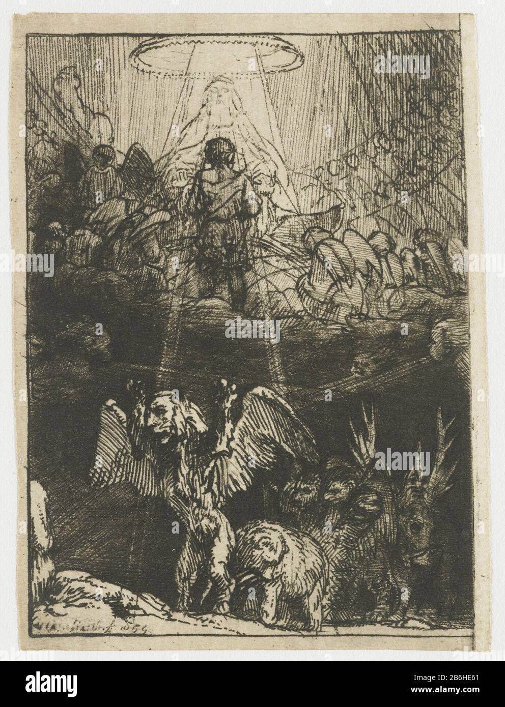 Daniel's Vision von den vier Tiers vier Illustrationen für spanischen Buchobjekttyp: Bild Artikelnummer: RP-P-1961-995Katalogogusreferentie: Neuer Hollstein Dutch 288d-2 (4) Bartsch 36-3 (3) der gesamten Platte ( D-2) Hinweis: Fragment Hollstein Dutch 36-3 (3) der gesamten Platte (D-2) Hinweis: Marken / Marken Unterschrift und Datum unten links: "Rembrandt f 1655" Sammlermarke, hinten oben Mitte: Lugt 1419opschrift, verso oben Mitte, Stift und Braun, "Harding" Sammlermarke, verso zentral: Lugt 2228 Hersteller: Druckmaschine: Rembrandt van Rijn (auf Objekt angegeben) zu seiner eigenen de Stockfoto