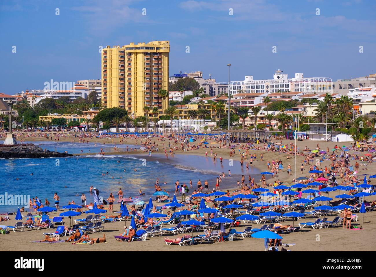 Badestrand, Playa de las Vistas, Los Cristianos, Tenera, Kanarische Inseln, Spanien Stockfoto