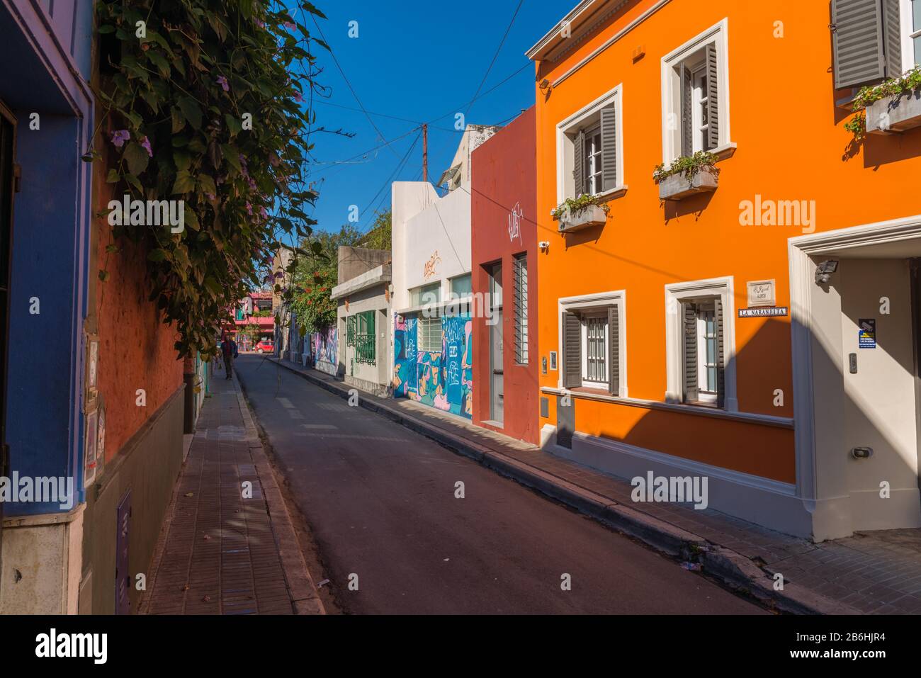 Bunte bemalte Häuser, Bezirk Palermo, Buenos Aires, Argentinien Stockfoto