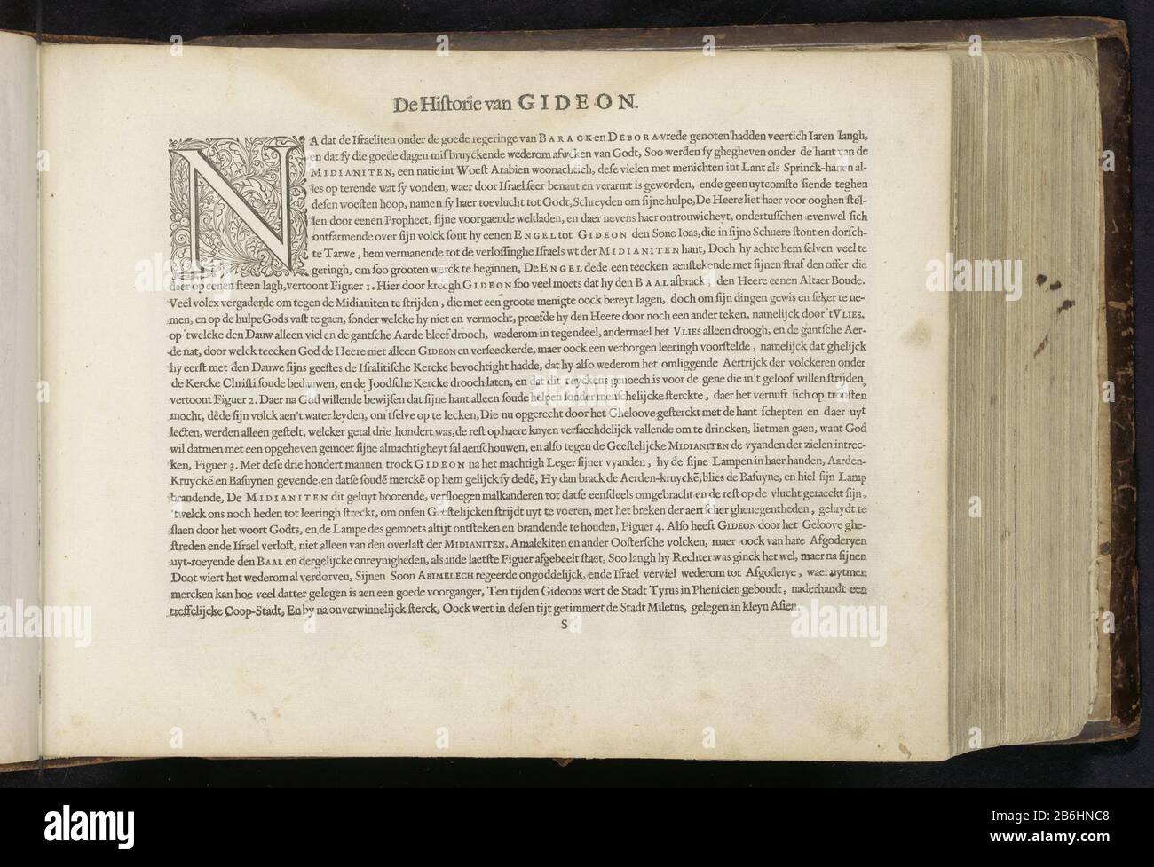 Die Geschichte von Gideon (Titelobjekt) Das Große Figure-Bible (serietitel) Textjournal für eine Reihe von Drucken der Geschichte von Gideon. Oben links Initial N. Dieses Blatt ist Teil eines Albums. Hersteller : Autor: Jan Philipsz Schabaeljetrukker Simon Cornelisz Brekegeestuitgever Jan Philipsz SchabaeljePlaats Herstellung Alkmaar Datum: 1646 Physikalische Merkmale: Textdruck und Holzschnittmaterial: Papiertechnik: Briefpresse / Holzschnitt Abmessungen: Albumsblatt: H 258 mm × W 340 mm Stockfoto