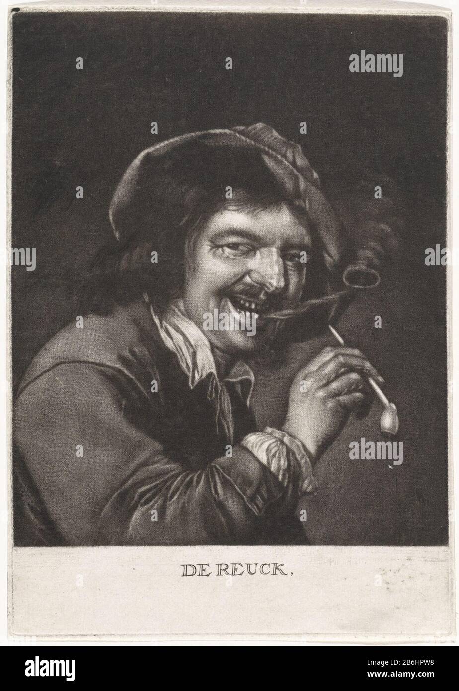 Der Odor Olfactus (Titelobjekt) Die fünf Sinne (Serientitel) Den Geruchssinn. Ein Mann, der ein Rohr raucht und einen Ring aus Rauch bläst. Der Druck ist Teil einer Serie mit den fünf zotuigen. Hersteller : Druckmaschine: Pieter Schenk (I) zum Malen von: Petrus Staverenusuitgever: Pieter Schenk (I) Datum: 1670 - 1713 Physikalische Merkmale: Mezzotintmaterial: Papiertechnik: Mezzotintmaß: Plattenkante: H 192 mm × W 133 mm Betreff: Geruch, riechen (einer der fünf Sinne) Rohr ~ Tabak Stockfoto