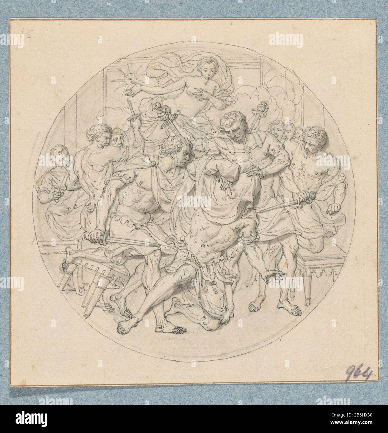 Der Tod von Julius Cäsar (in Feld 43 mit Zeichnungen) De dood van Julius Cesar (in Doos Met 43 tekeningen) Objekttyp: Tekening Objectnummer: RP-T-1983-330 Hersteller: Zeichner: Louis Fabritius Dubourg dating: 1703 - 1775 Physikalisches Kenmerken: Potlood, Stift en Penseel in Material: Papier ink: Techniek Stift-/Penseelmaße: H 129 mm × b 130 mm Subjekt: Tod von Cäsar, d. H. Mord an Cäsar: Er wird im Senat am Fuß der Statue Pompeius erschlagen und ruft "et tu Brute" aus Stockfoto