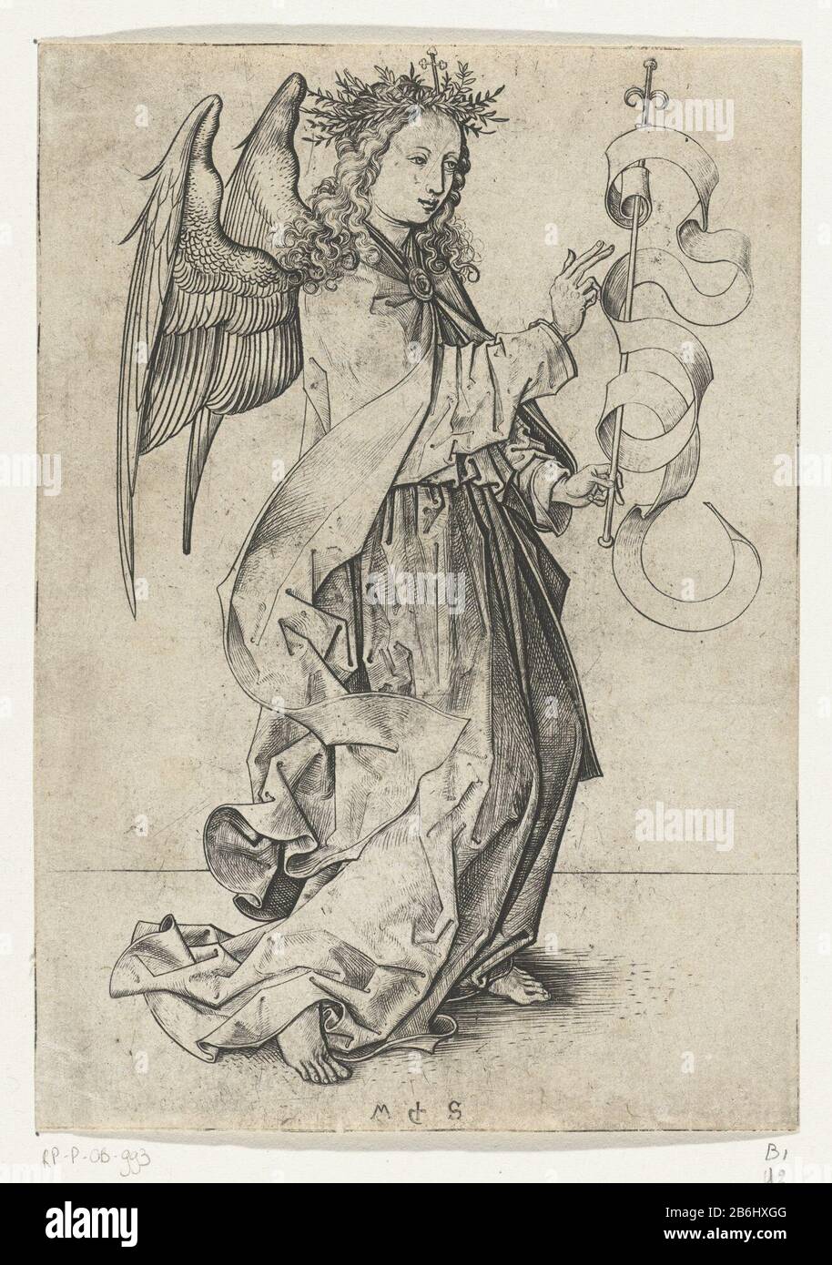 Der Engel Gabriel mit einem Stab in der Hand, Wo: An einem Band befestigt ist. Anhänger eines Bildes der Jungfrau Maria. Hersteller : Druckerhersteller Martin Schongauer (Listed Property) Ort Herstellung: Deutschland Datum: 1470 - 1490 Physikalische Merkmale: Fahrzeugmaterial: Papiertechnik: Enga (Druckverfahren) Abmessungen: Blatt: H 170 mm × W 120 mm Betreff: Der Erzengel GabrielDie Ankündigung: Maria Benthische, normalerweise lesend, wird vom Engel besucht (manchmal hört eine Frau das Gespräch) Stockfoto