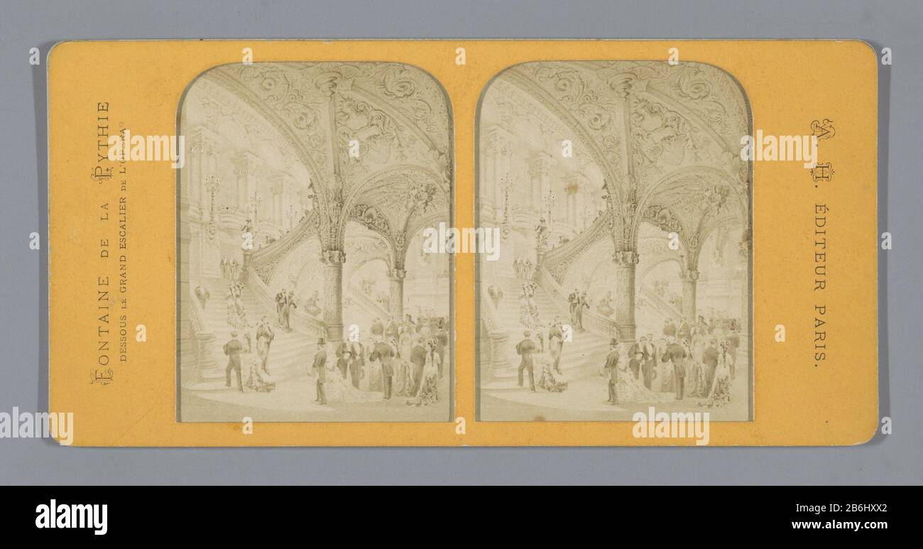 Brunnen von Pythia, unter der Treppe der Opéra Garnier, Paris Fontaine de la Pythie, dessous le Grand Escalier de L'Opera (Titelobjekt) Immobilientyp: Stereofoto (Gewebe) Reproduktion Artikelnummer: RP F-F09560 Aufschriften/Marken: Number, Verso, handschriftlich: "2 / Nr. 23" Hersteller: Fotograf: Anonymer Entwurf von: Anonymer Herausgeber: Albert Hautecoeur (Listed Property) Ort Herstellung: Paris Datum: 1875 Physische Merkmale: Perforierter Albumindruck, auf dem handfarbigen Transparentpapier angebracht; zwischen eingeprägten Kartonmaterialien: Papppapiertechnik: Albumindruck / Stockfoto
