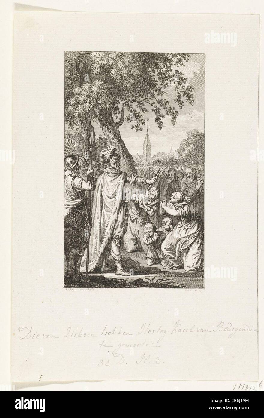 Die Einwohner von Zierikzee ziehen Karl den Kühnen zusammen und flehen um Gnade, 1472 ziehen die Einwohner von Zierikzee Karl den Kühnen zusammen und betteln den Herzog um Gnade, 1472. Hersteller: Druckmaschine: Reinier Vinkeles (I) (denkmalgeschütztes Gebäude) in Zeichnung: Jacobus Kauft (unter Denkmalschutz stehende Immobilie) Herstellung: Niederlande Datum: 1795 Physikalische Eigenschaften: Ätzmaterial: Papiertechnik: Ätzmaße: Papier: H 228 mm × W 154 mmToelichtingIllustratie für: James Cook, Vaderlandsch Dictionary, Johannes Allart, Amsterdam, 1785-2.2, 35 Parts, Bd. XXXIX, pl. III Status vor dem Stockfoto