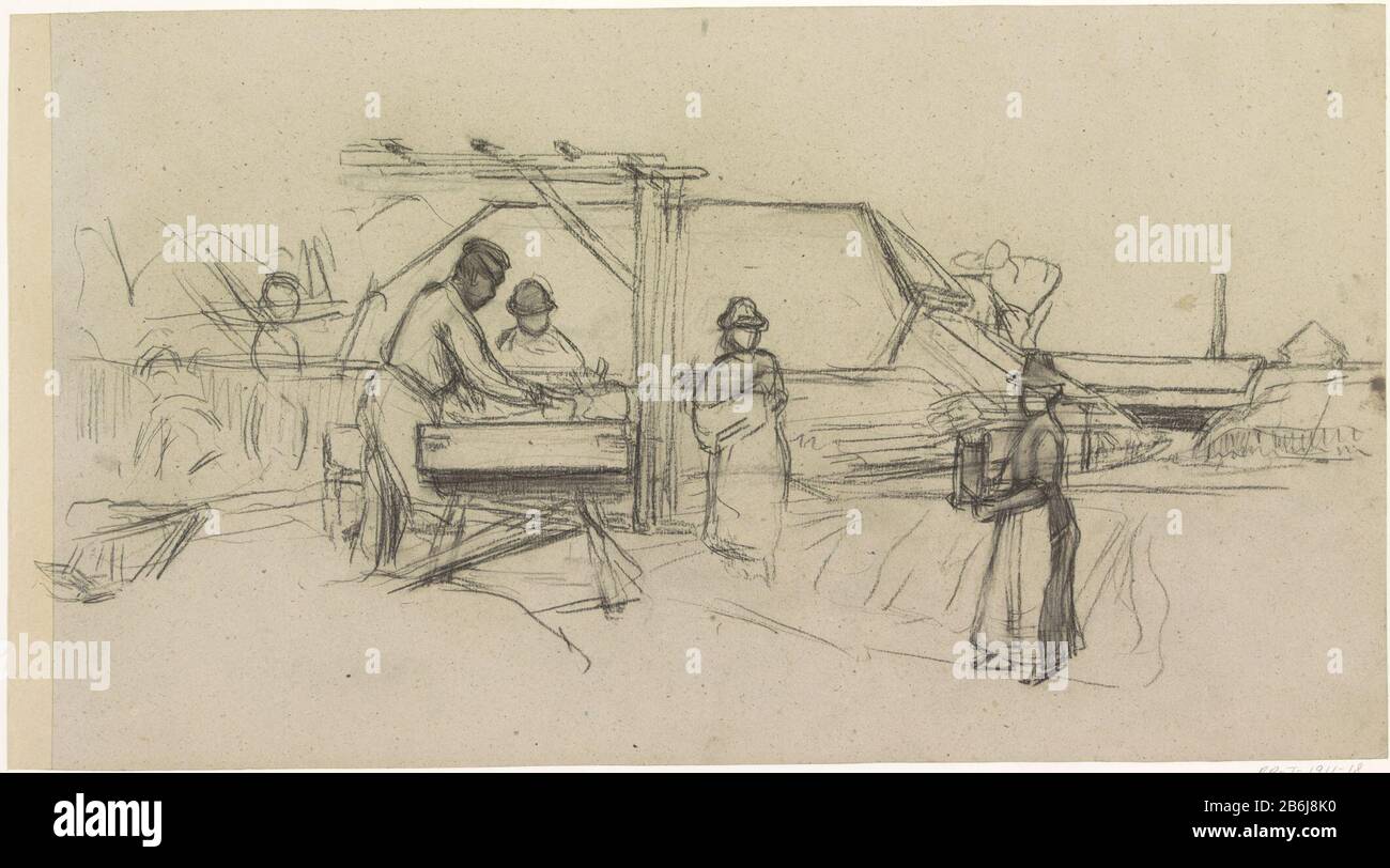 Die Ziegelei Der Ziegelei Objektart: Zeichnung Objektnummer: RP-T-1911-18 Hersteller: Zeichner: Anthon Gerhard Alexander von Rappard Datum: 28-1892 Physikalische Eigenschaften: Holzkohle Material: Holzkohle Abmessungen: H 320 mm × W 585 mm Betreff: Ziegelwerk Stockfoto