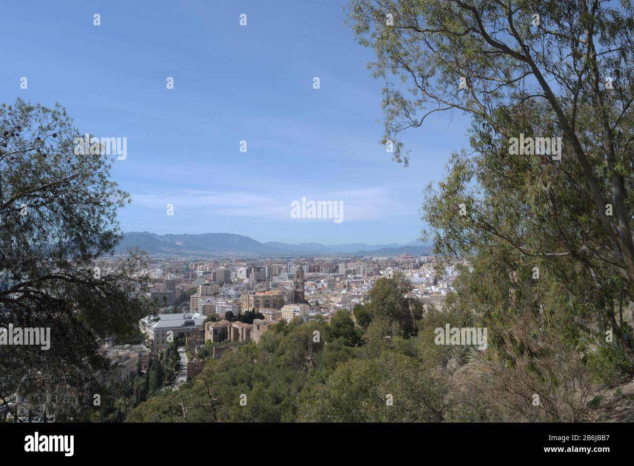 Kathedrale von Málaga und Stadt Málaga von Gibralfaro, Spanien Stockfoto