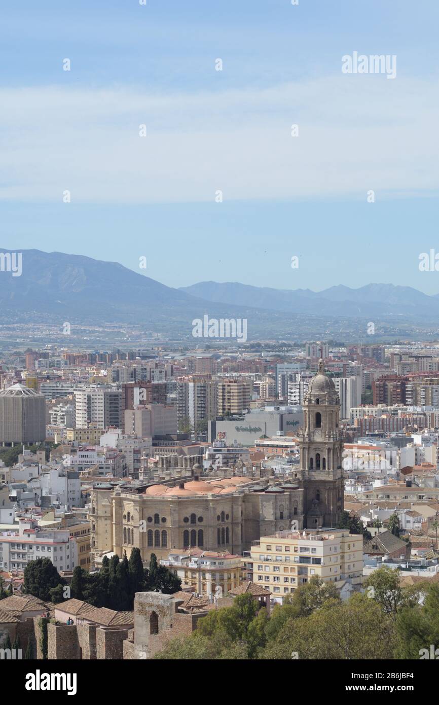 Kathedrale von Málaga von Encarnacion vom Aussichtspunkt Gibralfaro, Malaga, Spanien Stockfoto