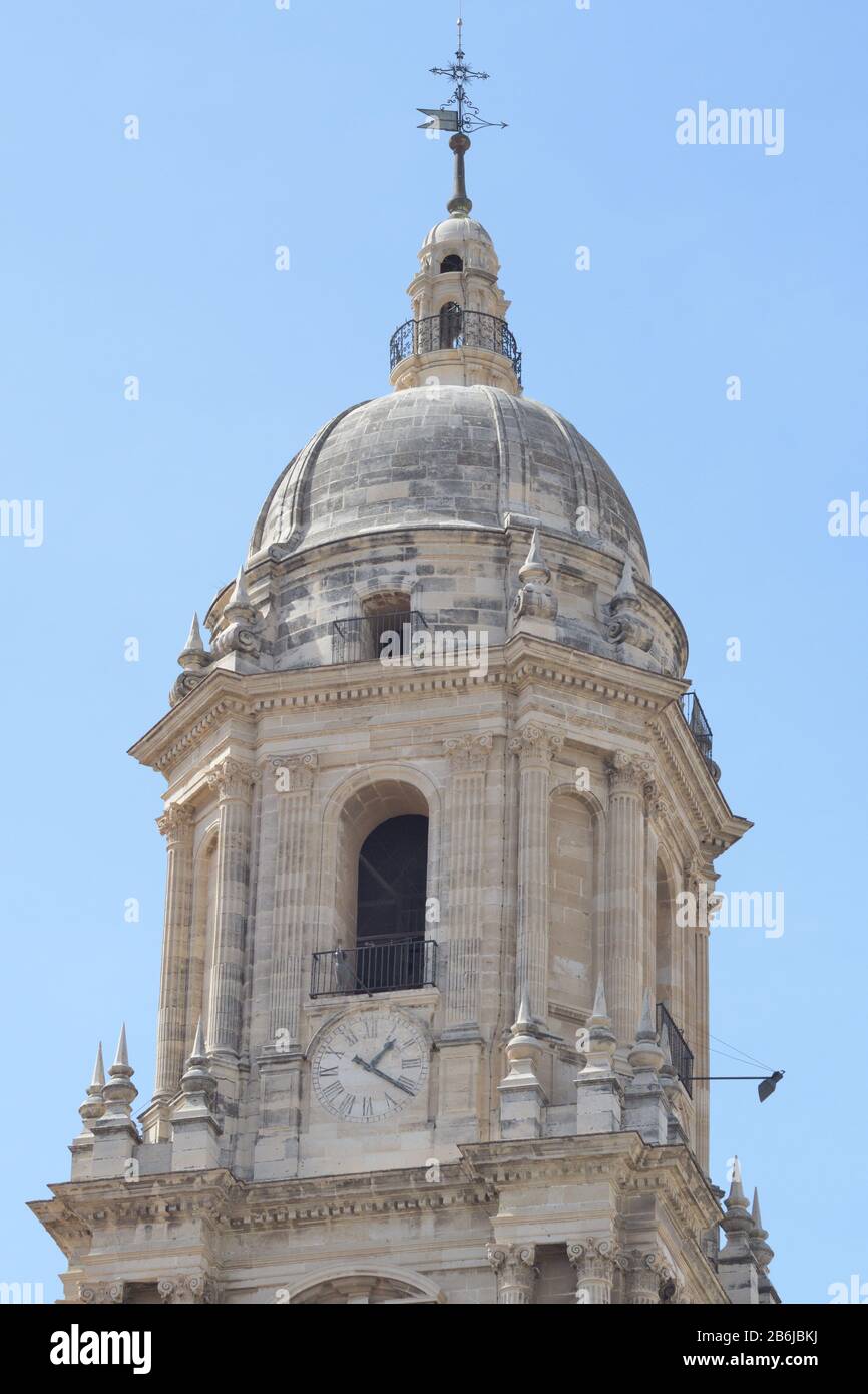 Kathedrale von Malaga Turm ein sonniger Tag, Malaga, Spanien Stockfoto