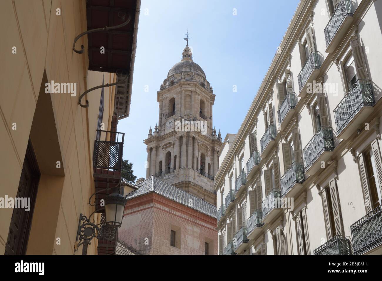Kathedrale von Málaga, Turm von San Agustin Straße, Malaga, Spanien Stockfoto