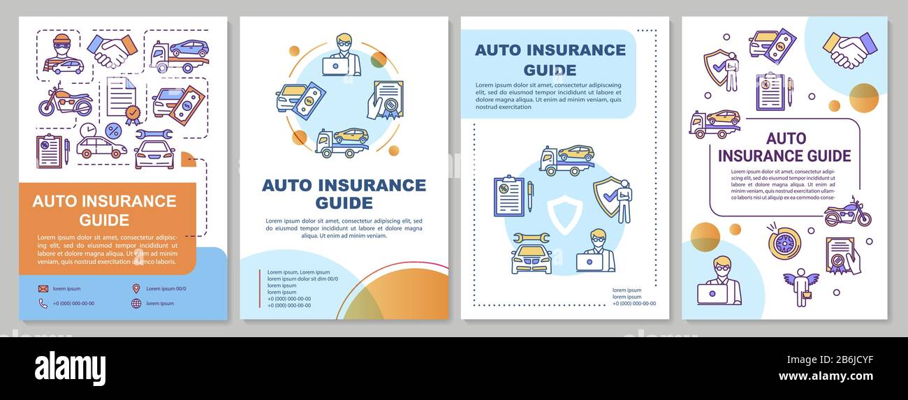 Vorlage Fur Die Broschure Auto Insurance Guide Kosten Fur Beschadigtes Eigentum Flyer Broschure Broschurendruck Coverdesign Mit Linearen Symbolen Vektorlayouts Fur Stock Vektorgrafik Alamy