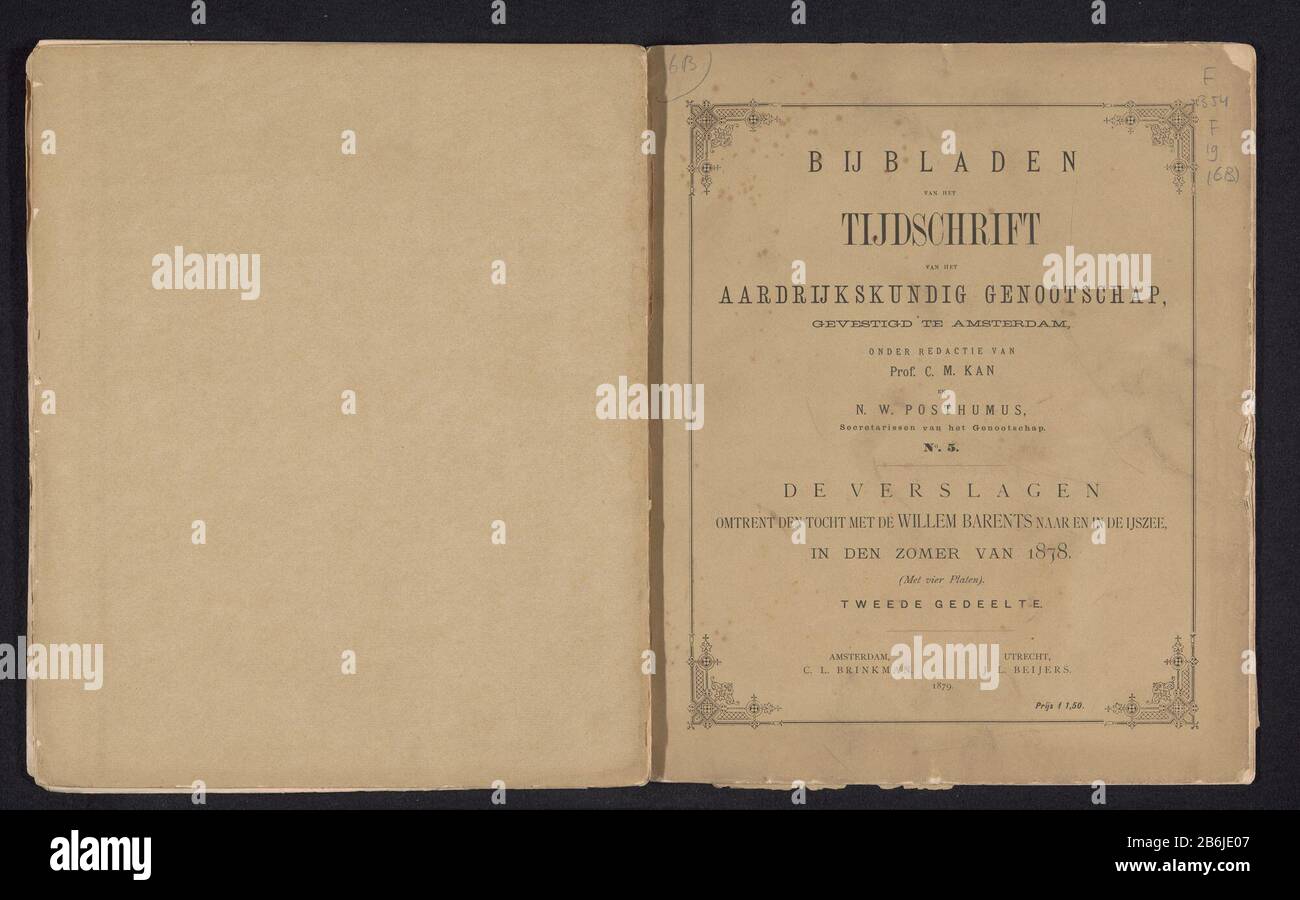 Die Berichte über die Reise Willem Barents zum und in den Arktischen Ozean im Sommer 1878 (Titelobjekt) Die Berichte über die Reise Willem Barents zum und in den Arktischen Ozean im Sommer 1878 (Titelobjekt) Objekttyp: Buch Artikelnummer: RP-F 2001-7-965Baarervdiging dating: 1879 Material: Papiertechnik: Leichtes Druckformat: Buch: H 285 mm × W 235 mm × d 3 mm Stockfoto