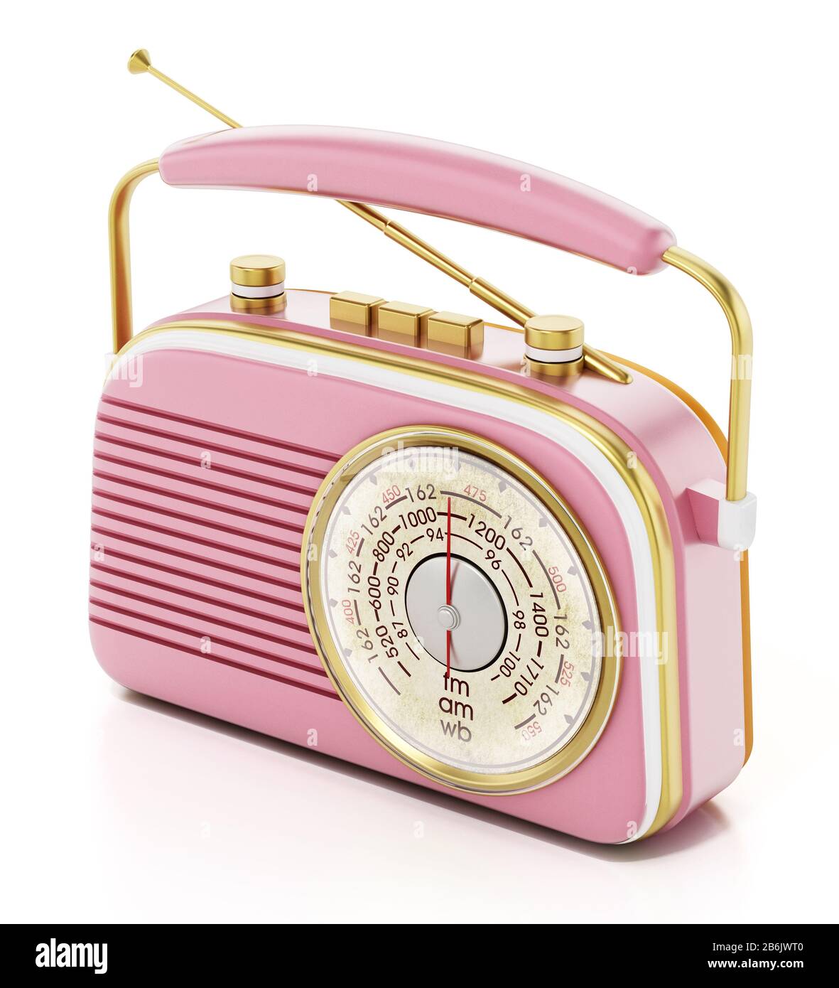 Vintage Radio auf weißem Hintergrund. 3D-Darstellung. Stockfoto