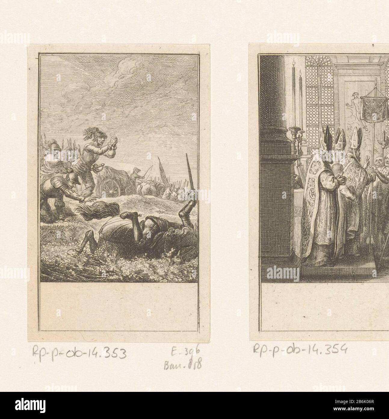 Der Tod von Kaiser Friedrich I. Friedrich I., besser bekannt als Barbarossas, stirbt, weil die Steigungen seines Pferdes durch das Wasser geseept sind. Hersteller : Druckerhersteller Daniel Nikolaus Chodowie: Ckinaar eigenes Design: Daniel Nikolaus ChodowieckiPlaats Herstellung: Berlin Datum: 1724 Physikalische Merkmale: Radierung; Proofing Material: Papiertechnik: Ätzmaße: Blatt: H 94 mm (innerhalb der Kantenplatte geschnitten) × W 58 mm (innerhalb der Kantenplatte geschnitten) Bemerkungen Für Johann Christoph Maiers "Histoire des Croisades" gemacht. Später wird verwendet für: Almanac de Gotha contenant diverses connoissances curie verwendet utiles et pour l'an Stockfoto