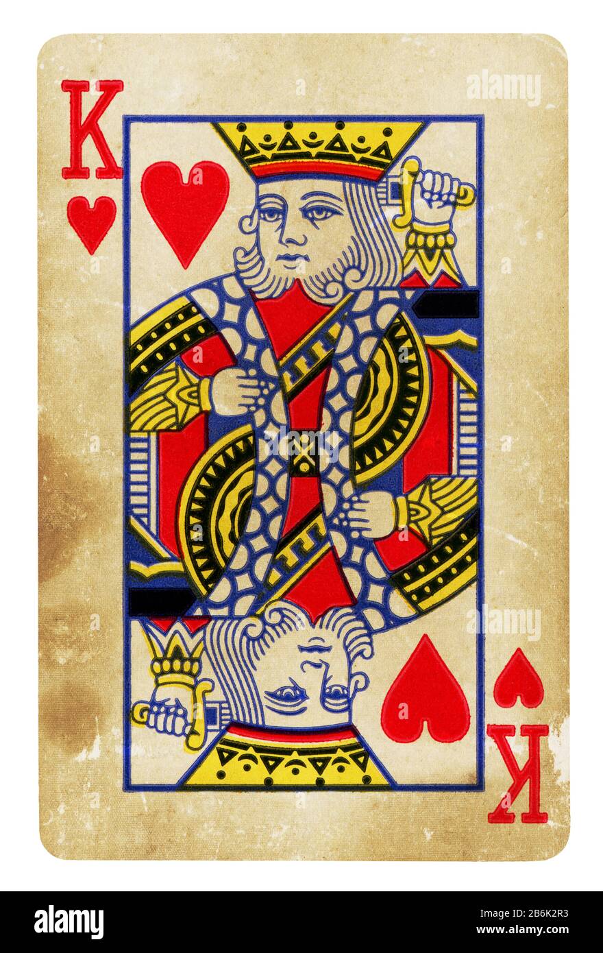 König der Herzen Vintage Playing Card isoliert auf weißem (clipping path enthalten) Stockfoto