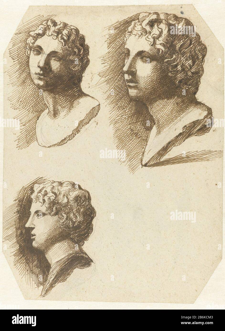 Dreimal Kopf eines Jungen Dreimal Hauptobjekttyp eines Jungen: Zeichnung Objektnummer: RP-T-1989-117 (R) Markierungen / Marken: Datum, umgekehrt: "1. Nov. 1663' Hersteller: Zeichner: Huygens (II) zum Bild von: Anonymer Termin: Nov. 1-1663 Physikalische Merkmale: Skizze in Graphit, Stift in braunem Material: Papier Graphit Ink Technik: Stiftabmessungen: H 285 mm × W 190 mmToelichtingDie Kopien auf einem Blatt ein skulptierter Jongenskop. Betrifft: Stück der Skulptur, Reproduktion eines Kopfes der Skulptur (+ Römische Kunst) (Mensch) Stockfoto