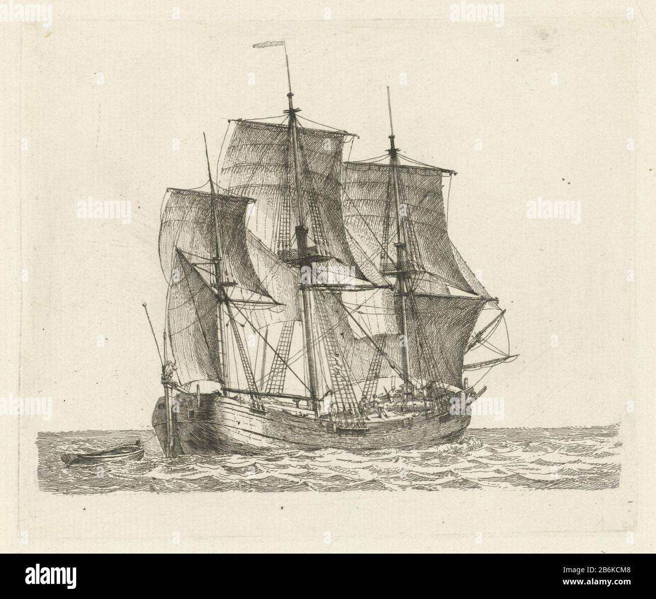 Driemaster mit Schlaufe Verschiedene Schiffe der C-Serie (Serientitel) ein Dreimaster mit einem Schlaufe dahinter hydrophilen, von hinten schräg gesehen. Das Schiff ist mit Figuren zu sehen. Dieser Druck ist Teil einer Serie von zwölf Drucken mit verschiedenen Zeilschepen. Hersteller : Druckmaschine: Gerrit Groeneweg Herstellung: Rotterdam Datum: 1789 Physikalische Eigenschaften: Ätzmaterial: Papiertechnik: Ätzmaße: Plattenkante: H 127 mm × W 154 mm Betreff: Schiffe (allgemein) Stockfoto