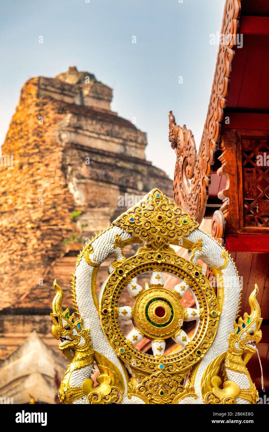 Detail Wat Chedi Luang, Chiang Mai, Thailand, Stockfoto