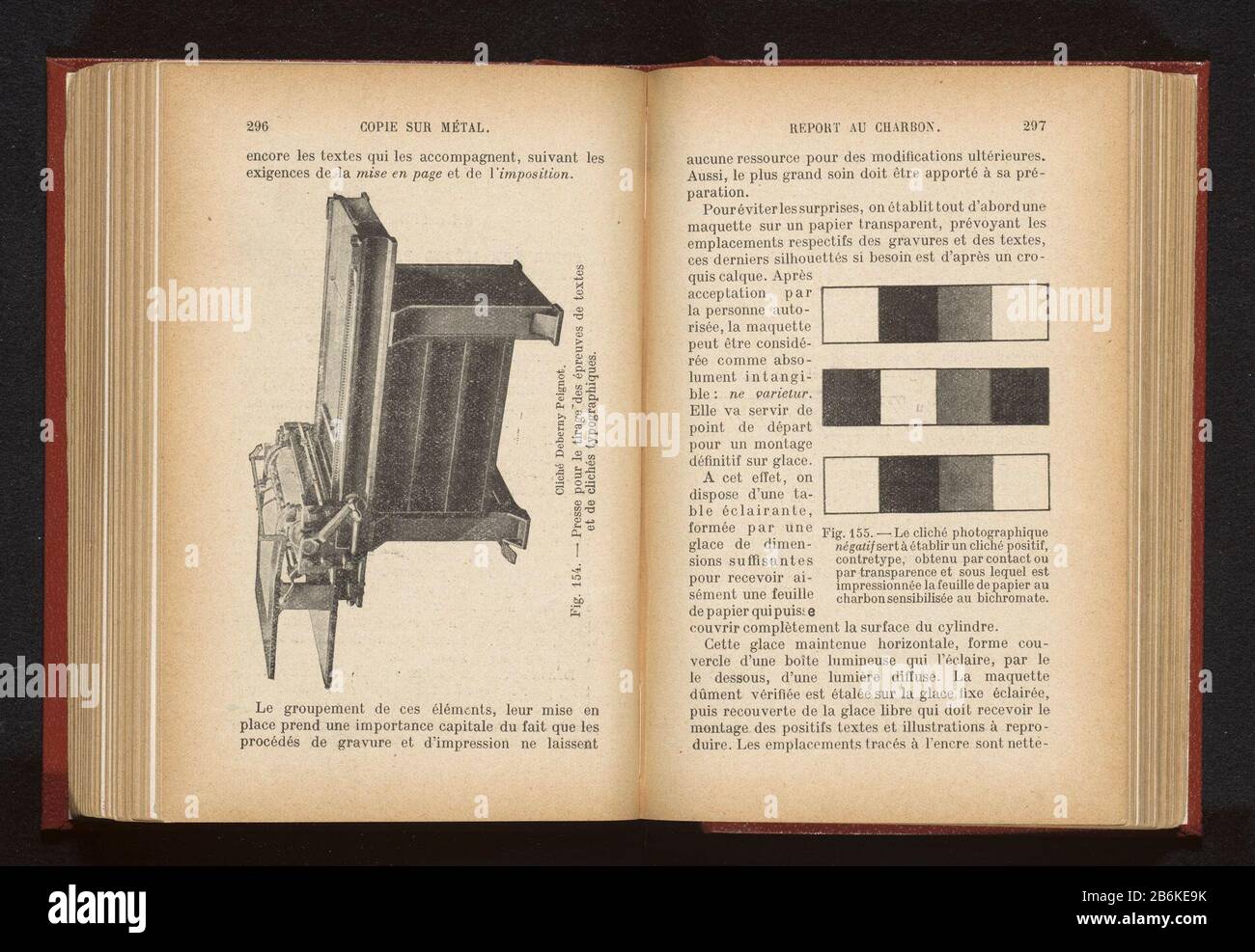 Druck Presse für die Tirage des Textes et épreuves die Klischees Typographiques (Titelobjekt) Eigenschaftstyp: Fotomechanischer Druck Seite Artikelnummer: RP-F 2001-7-419-69 Aufschriften / Marken: Nummer, Nachdruck, gedruckt: "Abb. 154.' Hersteller : Fotograf: Deberny & Peignot (denkmalgeschütztes Gebäude) Klischeehersteller: Anonymer Termin: CA. 1922 - oder für 1932 Material: Papiertechnik: Autotypie-Abmessungen: Druck: H 55 mm × W 100 mmToelichtingPrent Seite 296. Betreff: Druckmaschine Stockfoto