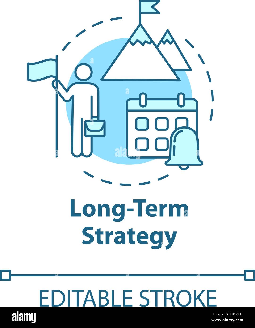 Symbol für langfristiges Strategiekonzept. Ziele aufbauen. Klare Zielsetzung. Motivation, Ehrgeiz. Smart Planning Idea Thin Line Illustration. Vektor Stock Vektor
