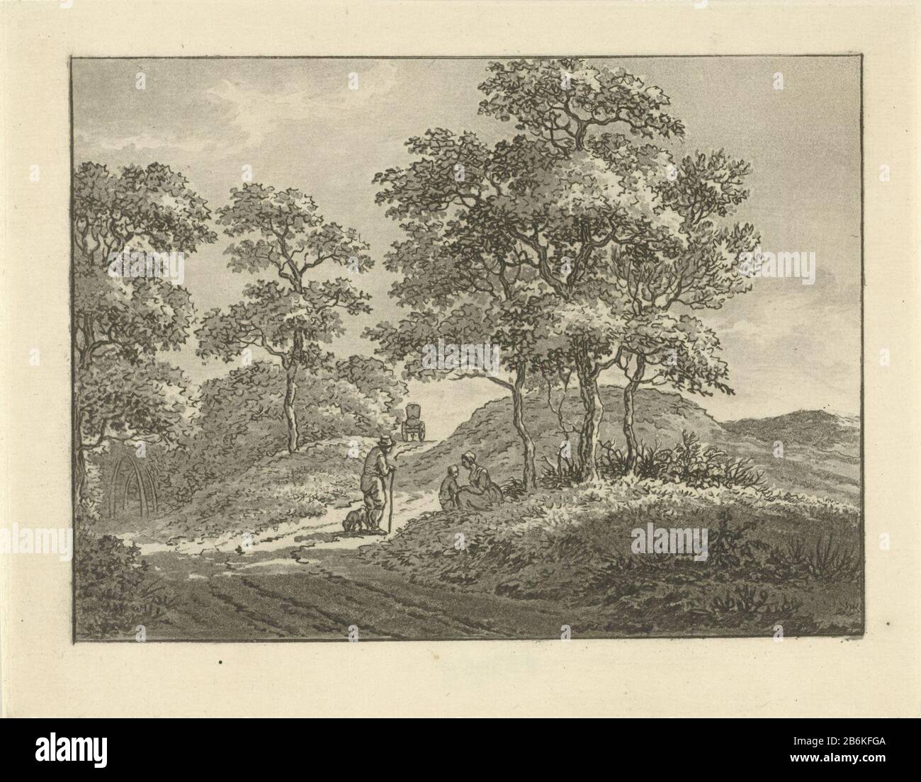 Duinlandschap EINE Dünenlandschaft mit einigen Löwenzähnen. Hersteller : Druckerhersteller Jan Evert Grave Place Herstellung: Amsterdam Datum: 1760-1805 Physikalische Eigenschaften: Radierung und Aquatintmaterial: Papiertechnik: Radierung / Aquatinta Abmessungen: Plattenkante b 164 mm × h 130 mm Betreff: Dünen (nicht sichtbares Meer); in den Dünen (+ Landschaft mit Figuren, Mitarbeiter) Stockfoto