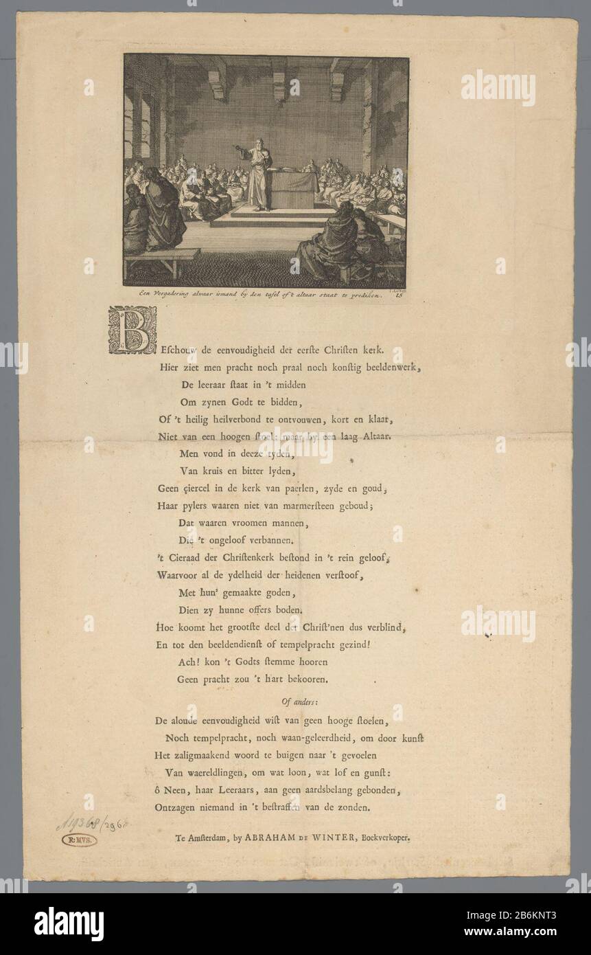 Ein Treffen, bei dem jemand am Tisch des Altars ein Treffen predigen soll, bei dem: Jemand am Tisch des Altars soll Objekttyp predigen: Bild Artikelnummer: RP-P-1896-A-19368-2961 Hersteller: Druckerhersteller Jan Luyken Herausgeber: Abraham de Winter Autor: Anonymous Datum: 1659 - 1712 Physikalische Merkmale: Ätzmaterial: Papiertechnik: Ätzung Stockfoto