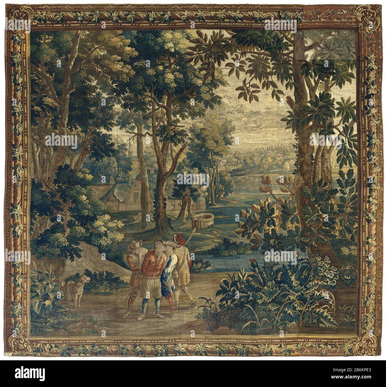 Enten Hunters fangen Bojen, und ein Trapper, das Leben der Menschen zu Teniersplaats (Serientitel) Wandtapijt traf de Aanhouding van een man. Hersteller : Vervaardiger: Anoniemontwerper: David Teniers (II) (Manier van)Plaats Herstellung: Zuidelijke Nederlanden dating: CA. 1700 - ca. 1725 Material: Ketting: WOL inslag: WOL inslag: Zijde Techniek: Tapijtwerk Abmessungen: H 304,0 cm. × b 326,0 cm. Stockfoto