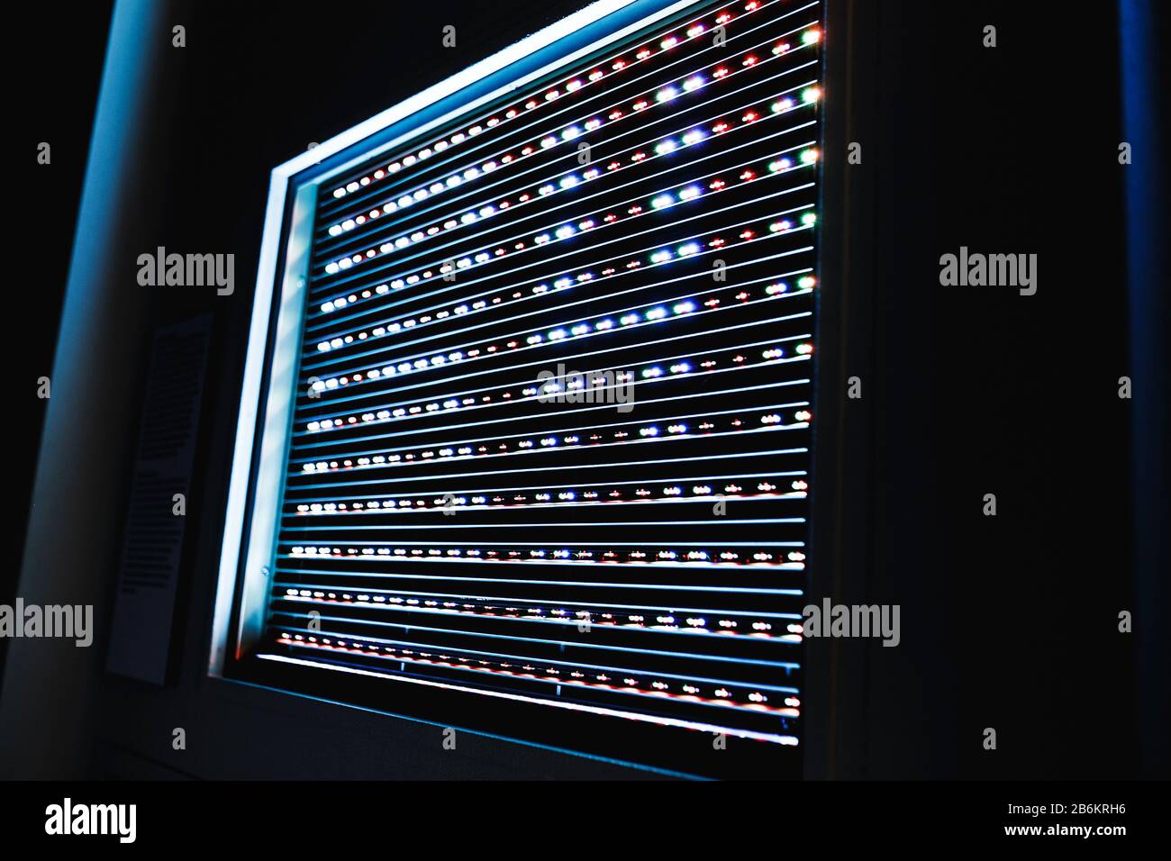 Nahaufnahme der Pixel auf einem Plasma-TV-Bildschirm. Stockfoto