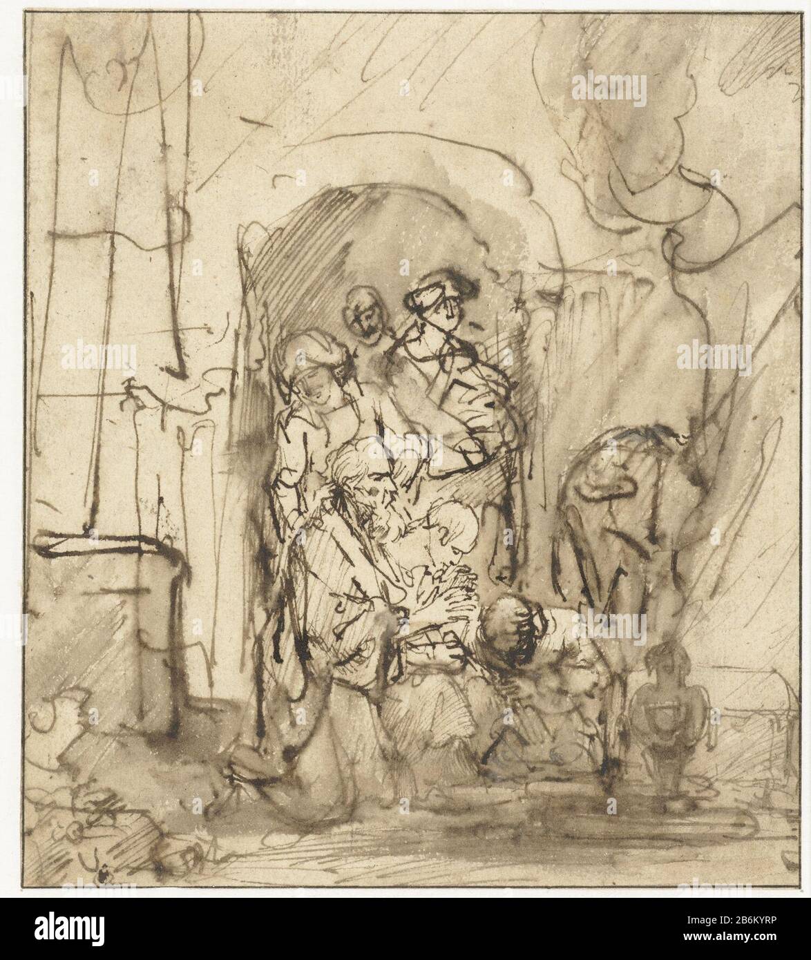 Engel verlaat de familiie van Tobit Angel verlässt die Familie Tobit Objekttyp: Zeichnung Objektnummer: RP-T-1901-A-4527Katalogogusreferentie: Benesch 492 Hersteller: Künstler: Ferdinand Bol dating: 1640 - 1645 Physikalische Merkmale: Stift und Bürste in braunem Material: Papiertinte Technik: Stift/Bürste Abmessungen: H 142 mm × W 125 mm Stockfoto